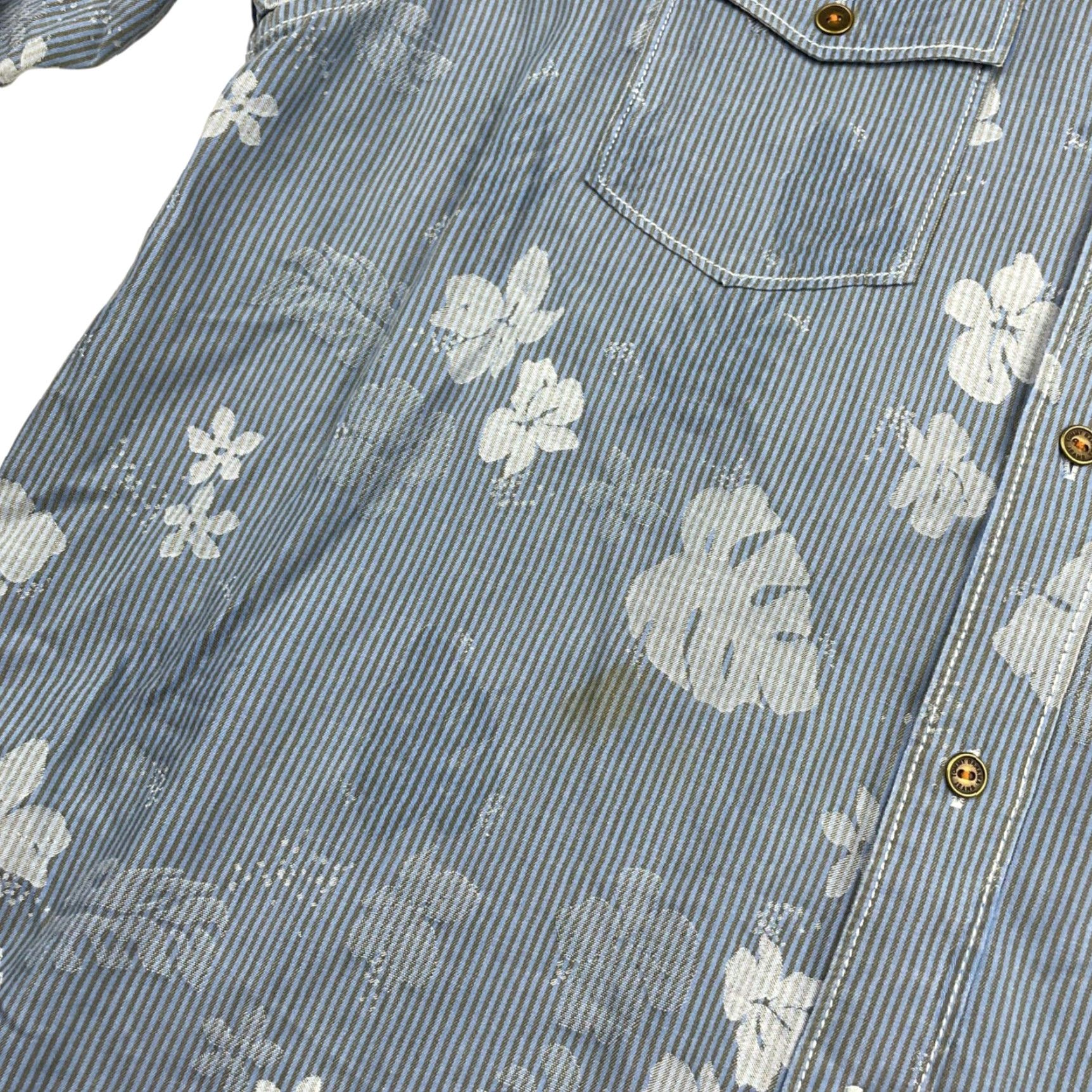 Tommy Bahama Tommy Bahama Jeans Men's Button Shirt Blue Floral Stripe 100% Cotton Medium Size US M / EU 48-50 / 2 - 8 Thumbnail