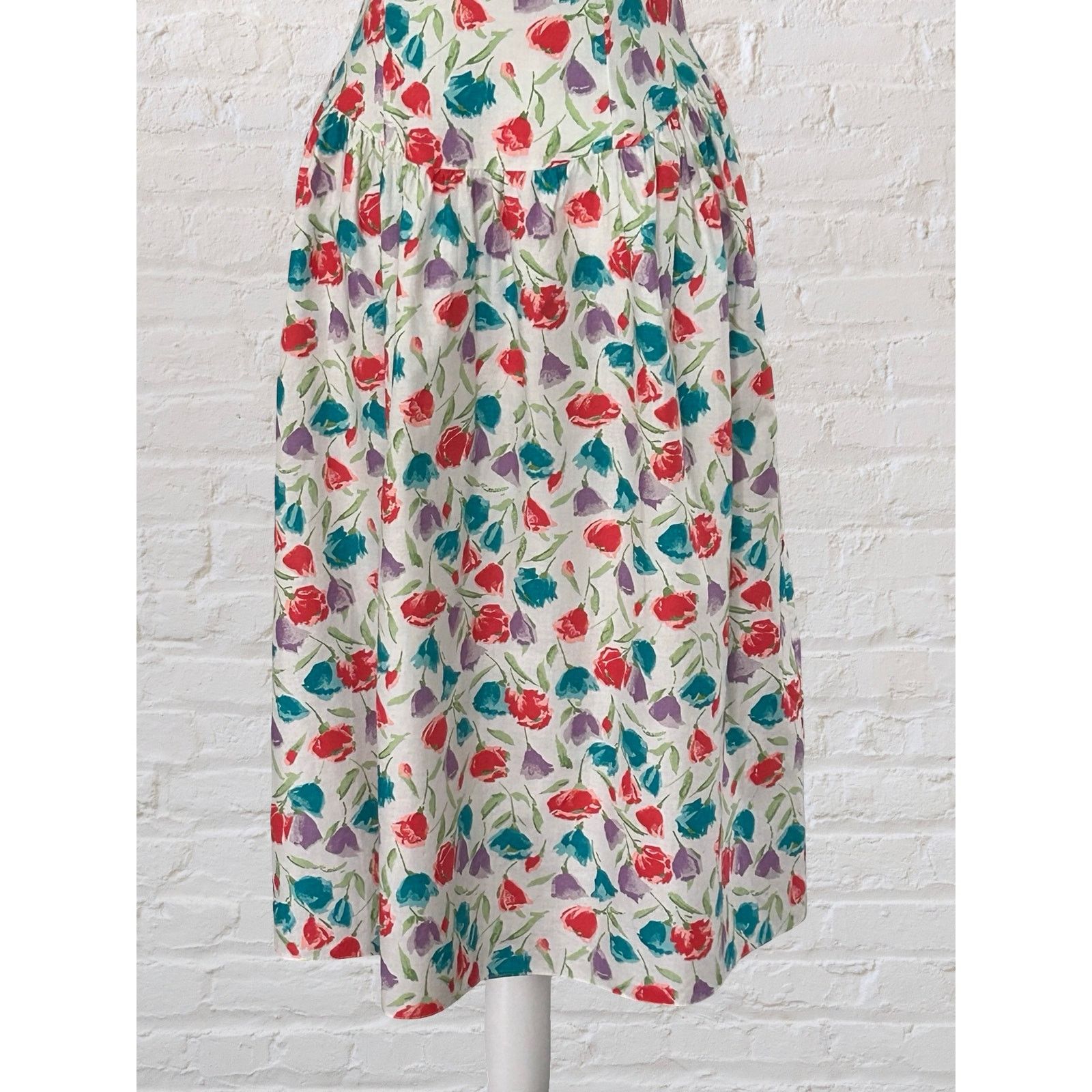 Other Vintage Jody Floral Midi Dress 6 S Puff Sleeve Cottagecore Size M / US 6-8 / IT 42-44 - 3 Thumbnail