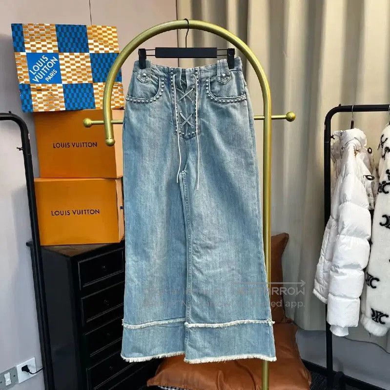 Miu Miu Miu Miu Blue Cotton Denim Pants for Women . Size 23" - 1 Thumbnail