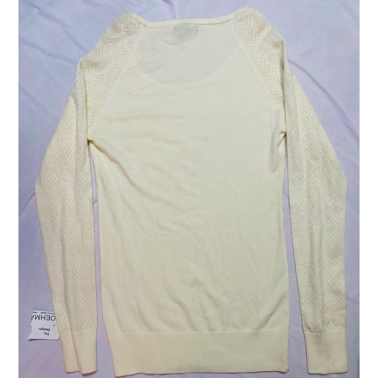 Bcbgmaxazria BCBGMaxAzria New NWT White Cream Wool Blend Pullover Sweater Size L / US 10 / IT 46 - 2 Thumbnail