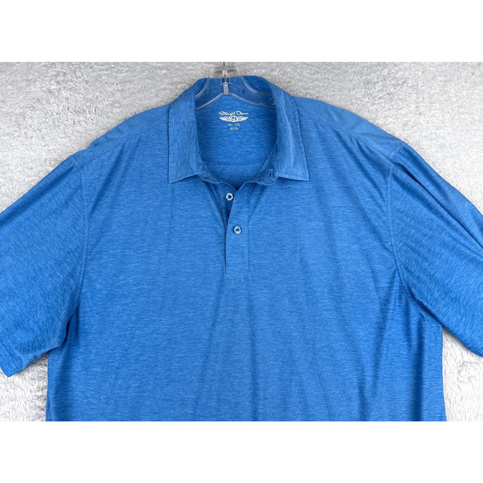 Vintage Straight Down Polo Shirt Men 2XL Blue Polyester Short Sleeve Polo Shirt Men Regular Blue 2XL Golf Outdoor Golfer Shirts Mens Size US XXL / EU 58 / 5 - 4 Thumbnail