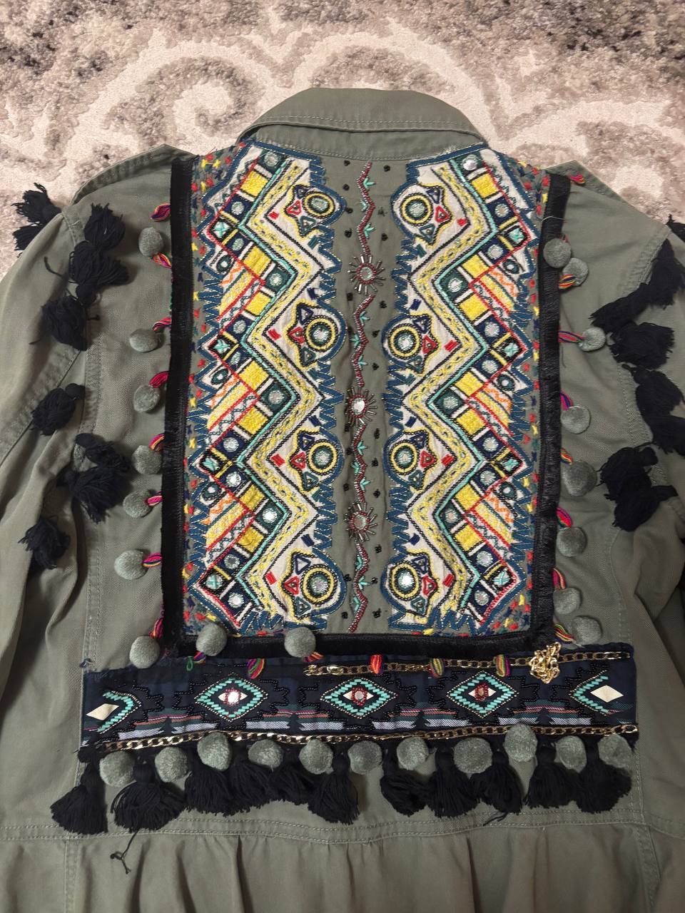 Zara Zara Woman Embroidered Jacket M Boho Military Style Tassels Size M / US 6-8 / IT 42-44 - 12 Thumbnail
