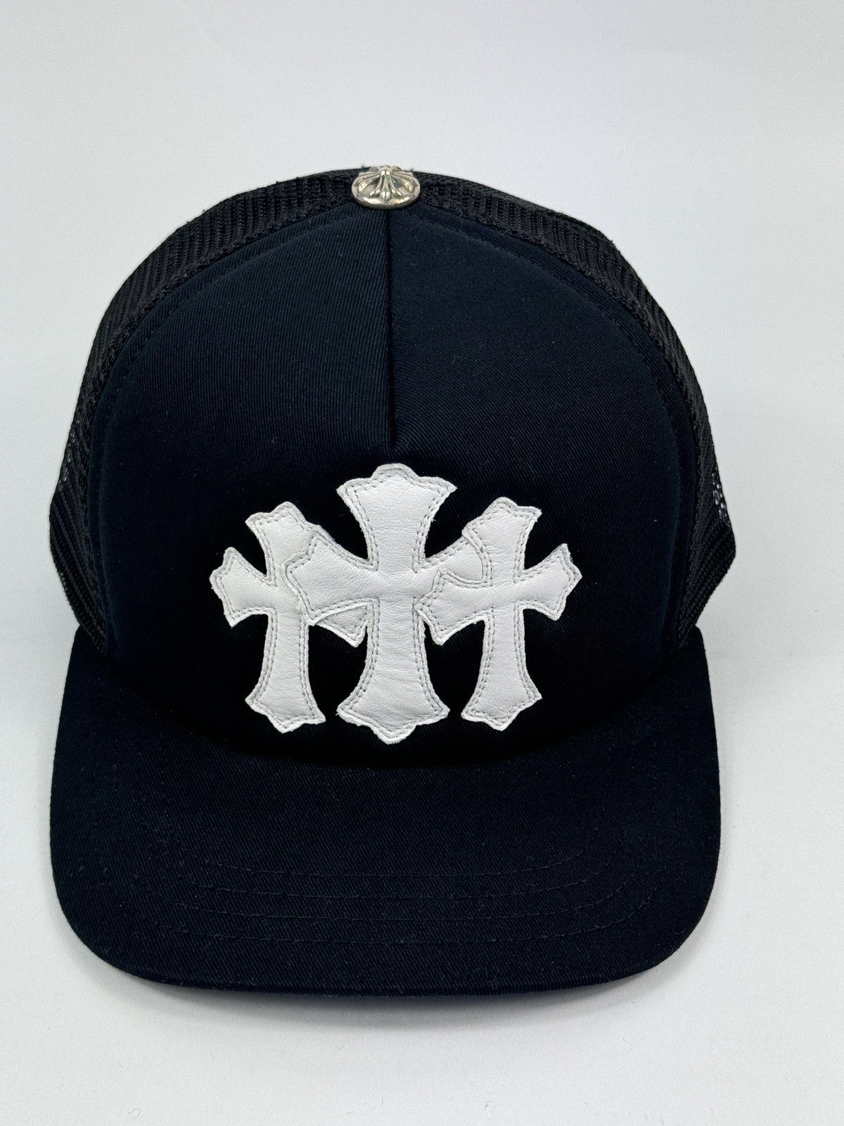 Chrome Hearts Chrome Hearts White Triple Cross Black Trucker Hat
