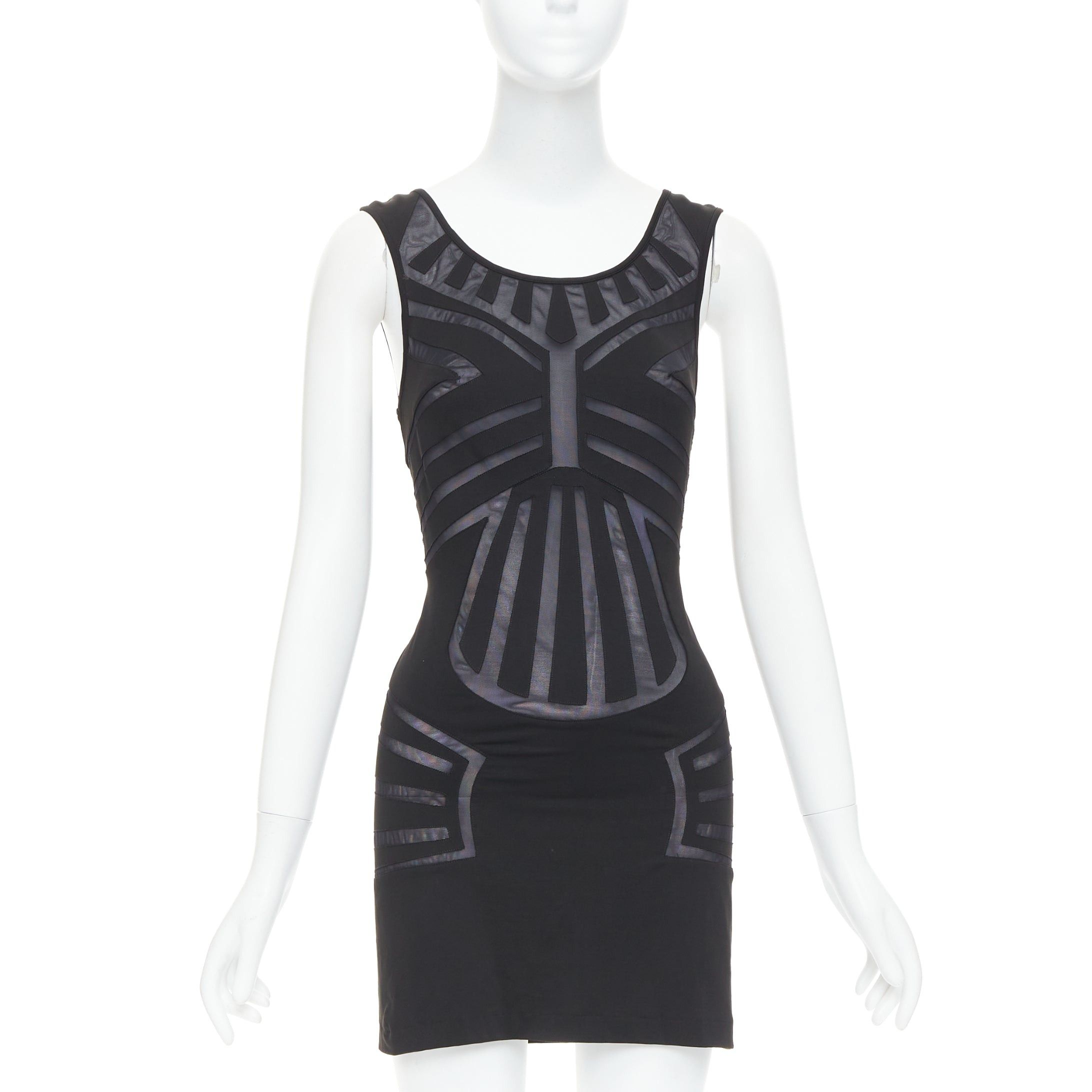 La Perla LA PERLA Dune black body contour sheer panels fitted mini dress IT40 S Size S / US 4 / IT 40 - 1 Thumbnail