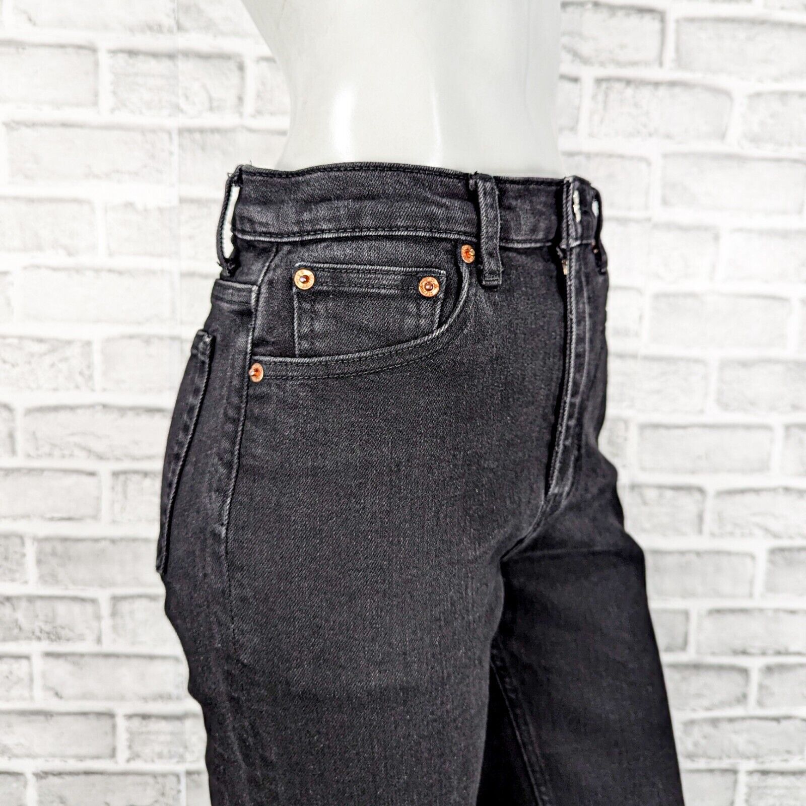 RE/DONE RE/DONE High Waist Stretch Crop Denim Jeans in Black Med Size 29" - 9 Thumbnail