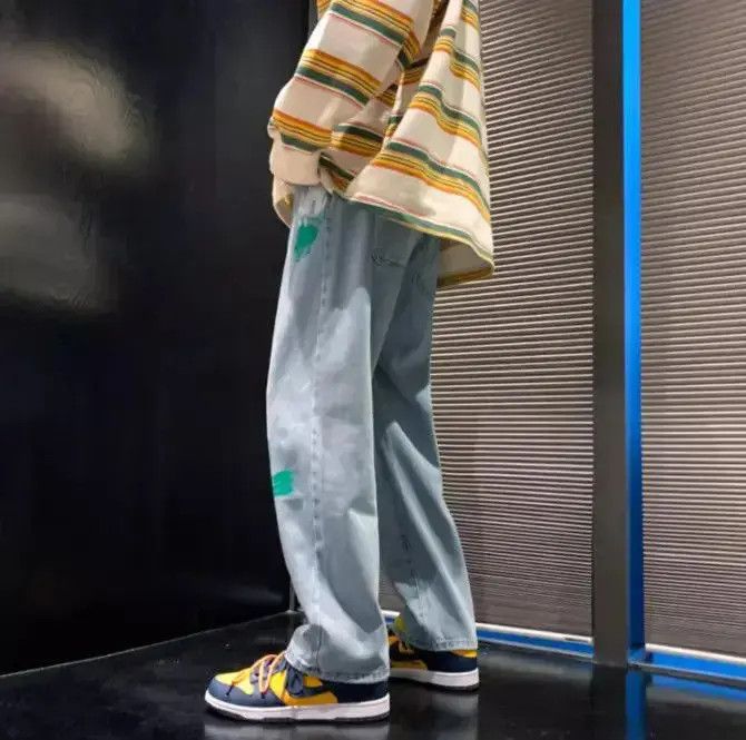 Japanese Brand Straight and loose woven rope splashed ink jeans Size US 32 / EU 48 - 3 Thumbnail