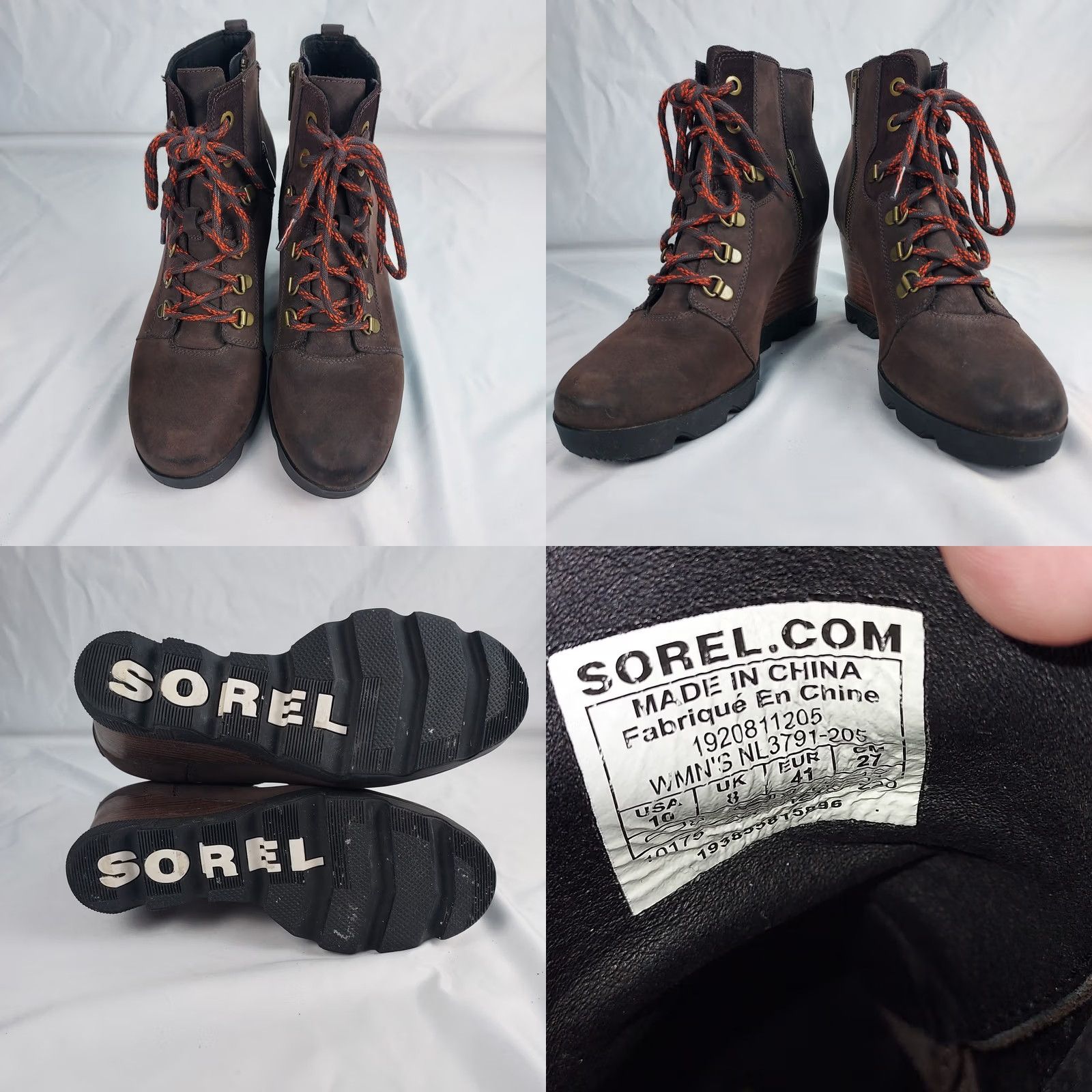 SOREL Sorel Womens Bootie Brown Leather Wedge Lug Sole Ankle Booties Women US 10 UK 8 EU 41 Size US 8 / IT 38 - 8 Thumbnail
