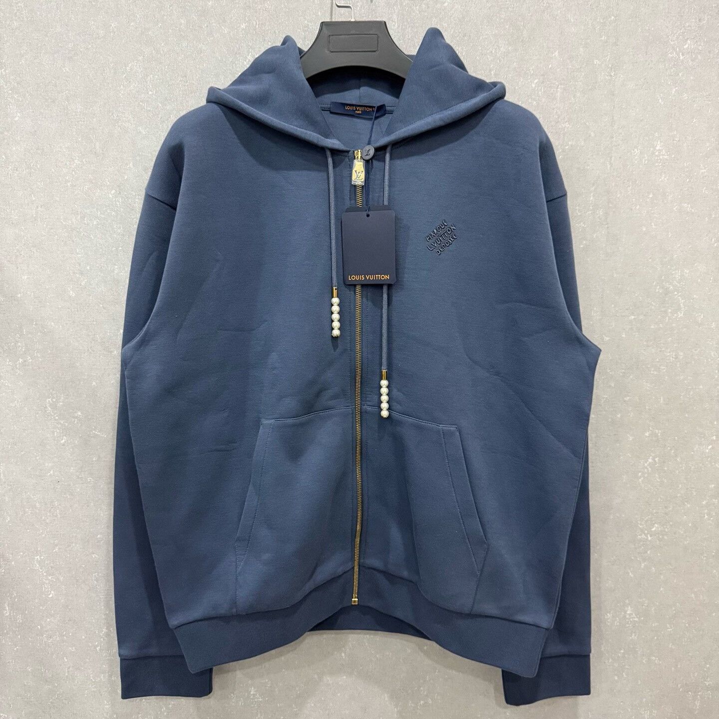 louis vuitton embroidered letter zip hoodie