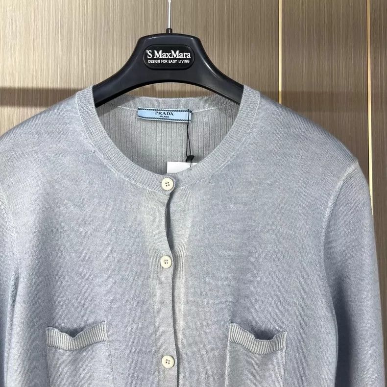Prada Prada Haze blue pocket knitted long sleeves 2504-Nextarrow Size M / US 6-8 / IT 42-44 - 3 Thumbnail