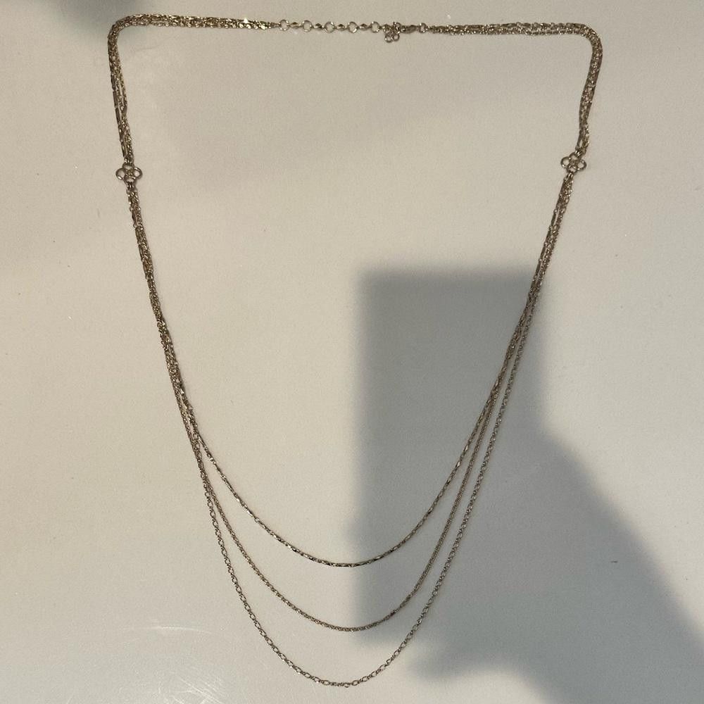 Designer Triple 3 Strand Necklace Celtic Knot Stations Gold Tone Size ONE SIZE - 1 Thumbnail