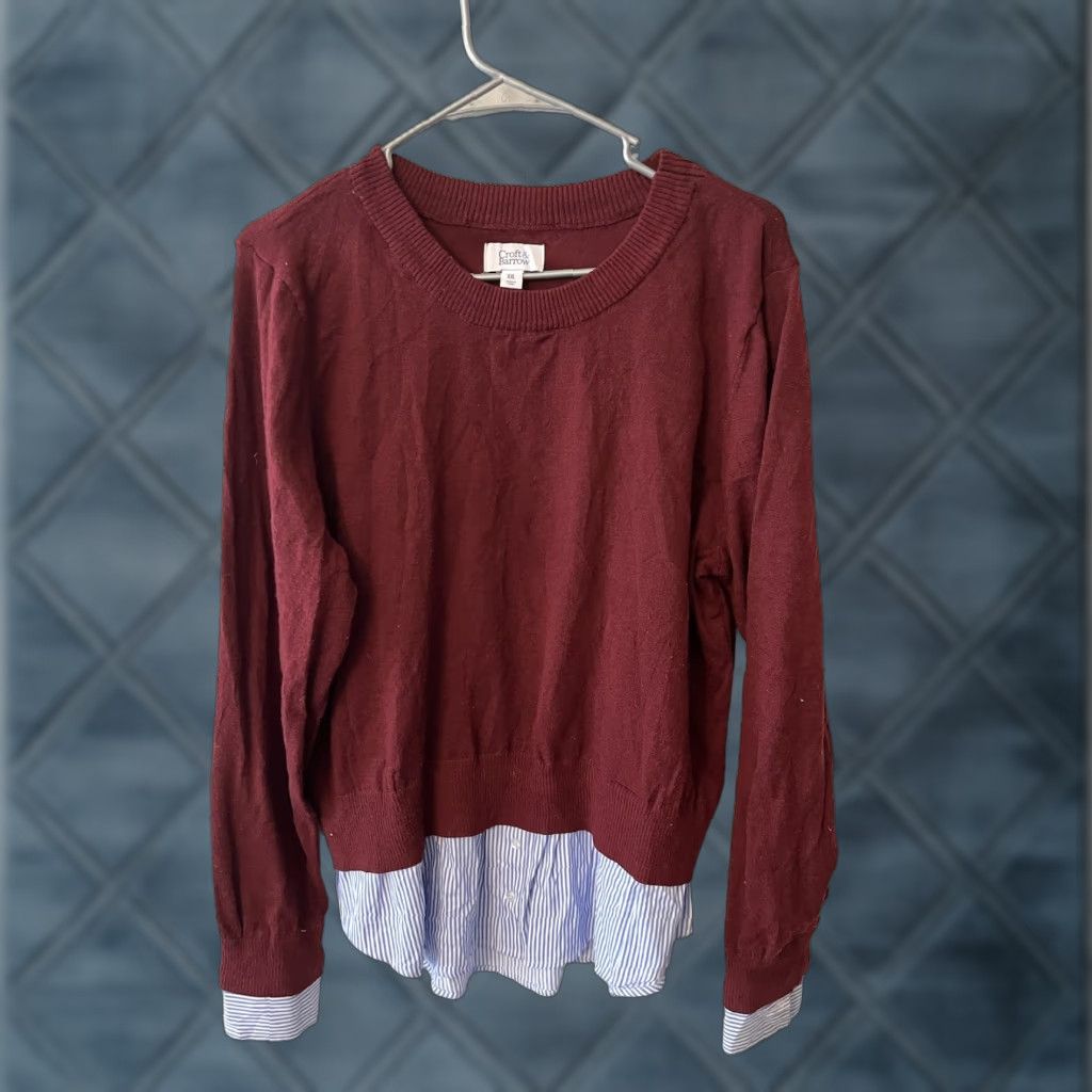 Croft & Barrow Croft & Barrow Crew Neck Burgundy Plaid Pullover Sweater XXL Women Size XXL / US 16-18 / IT 52-54 - 1 Thumbnail