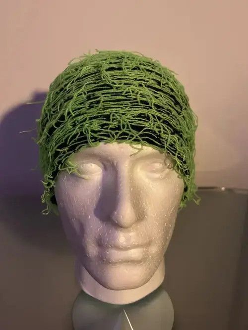 Other Distressed Knitted Beanie (neon green) Size ONE SIZE - 3 Thumbnail