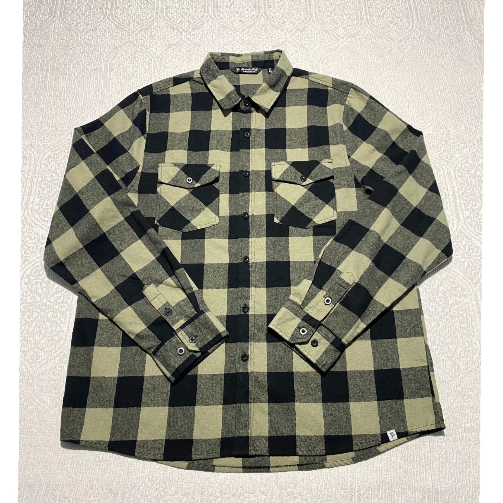 Olive Branded Bills Button-Up Flannel Shirt Mens XL Olive Green Black Buffalo Plaid Shirt Size US XL / EU 56 / 4 - 2 Thumbnail