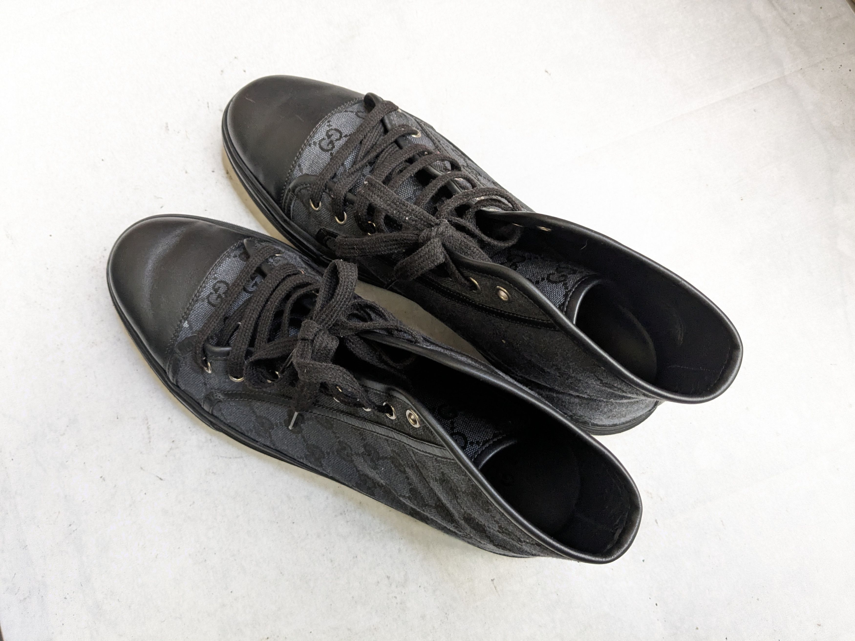 Gucci Gucci Monogram Sneakers Black 11.5 High Tops Size US 11.5 / EU 44-45 - 12 Thumbnail
