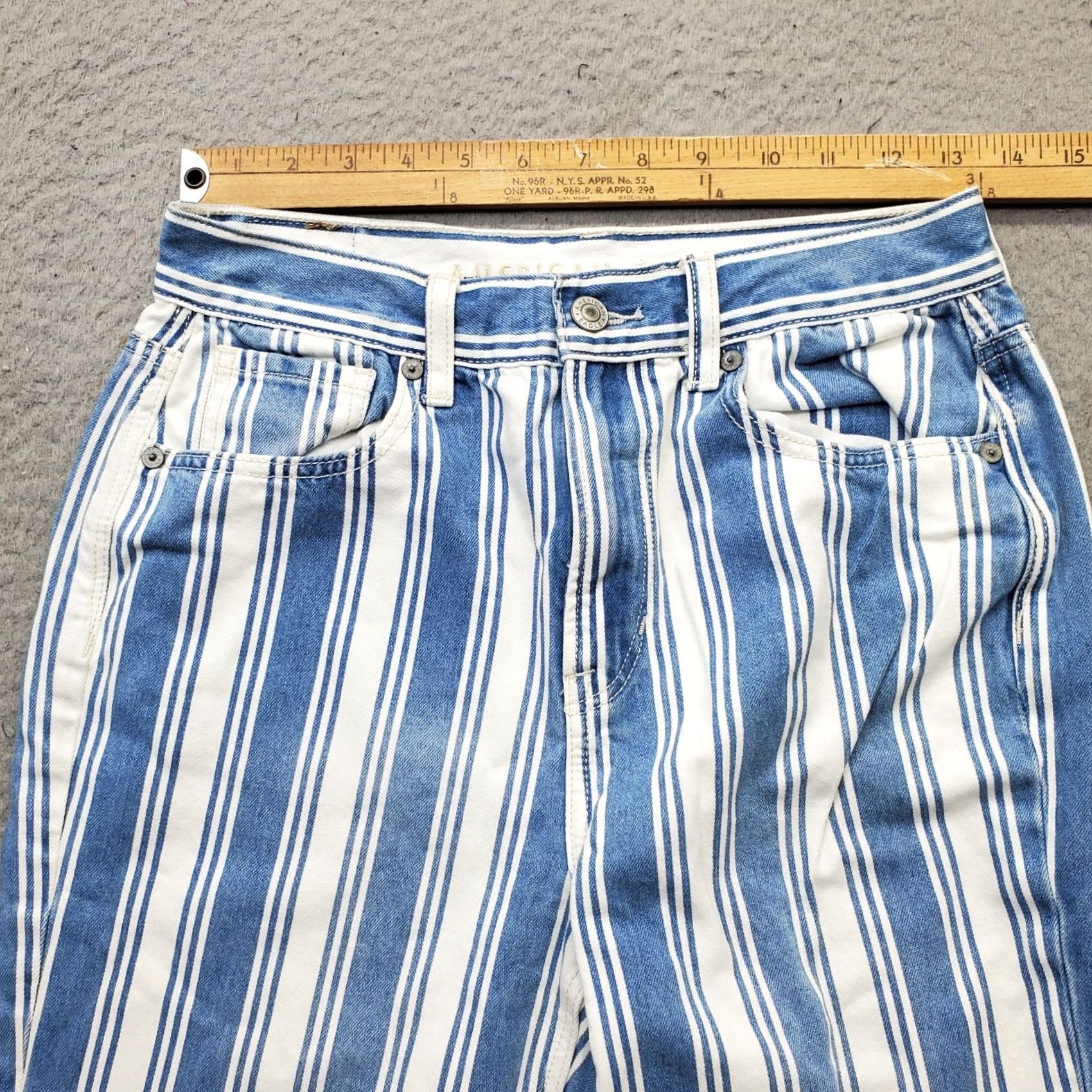 American Eagle Outfitters American Eagle Outfitters Mom Jeans Womens 4 Multicolor Striped Skinny Fit Jeans Size 27" / US 4 / IT 40 - 5 Thumbnail