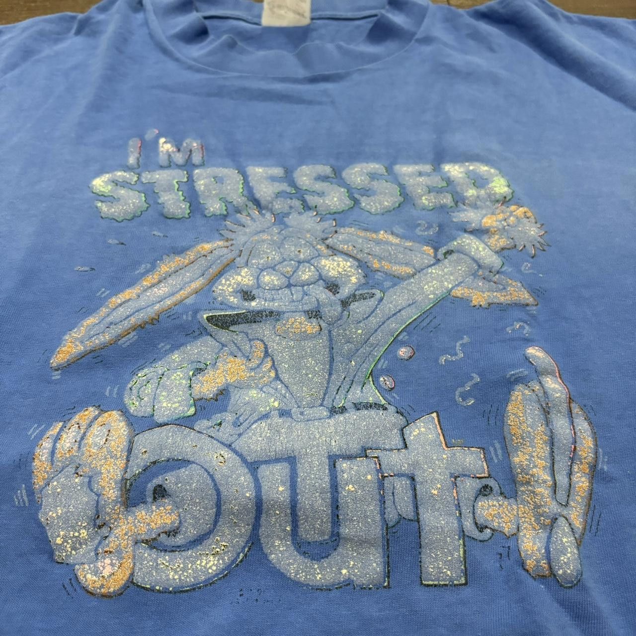 Designer Vintage stressed out cartoon t shirt 90s XL Size US XL / EU 56 / 4 - 3 Thumbnail