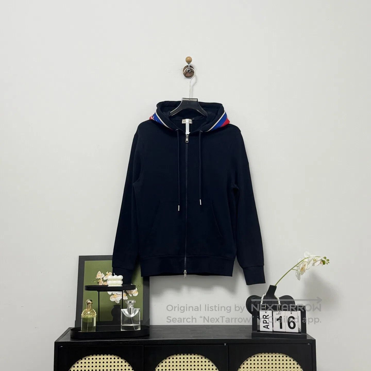 Moncler Moncler Navy Blue Striped Logo Zip Hoodie| Size US M / EU 48-50 / 2 - 1 Thumbnail