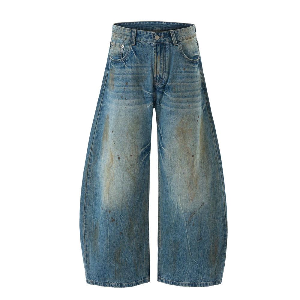 Vintage Men's loose washed ink-splashed distressed scimitar jeans Size US 32 / EU 48 - 1 Thumbnail