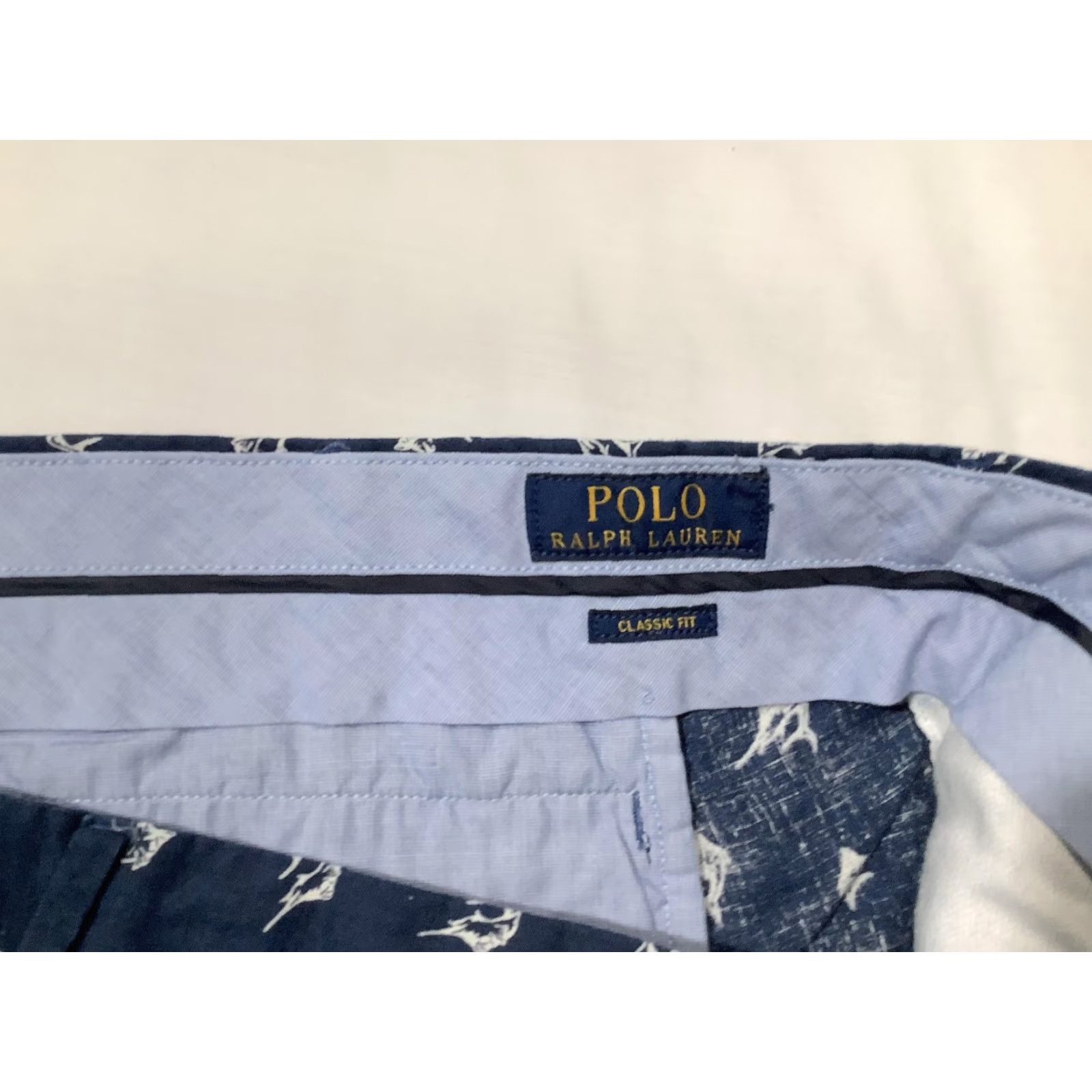 Polo Ralph Lauren Polo Ralph Lauren Shorts Mens 40 Navy Marlin Print Linen Chino 9in Flat Front Size US L / EU 52-54 / 3 - 6 Thumbnail