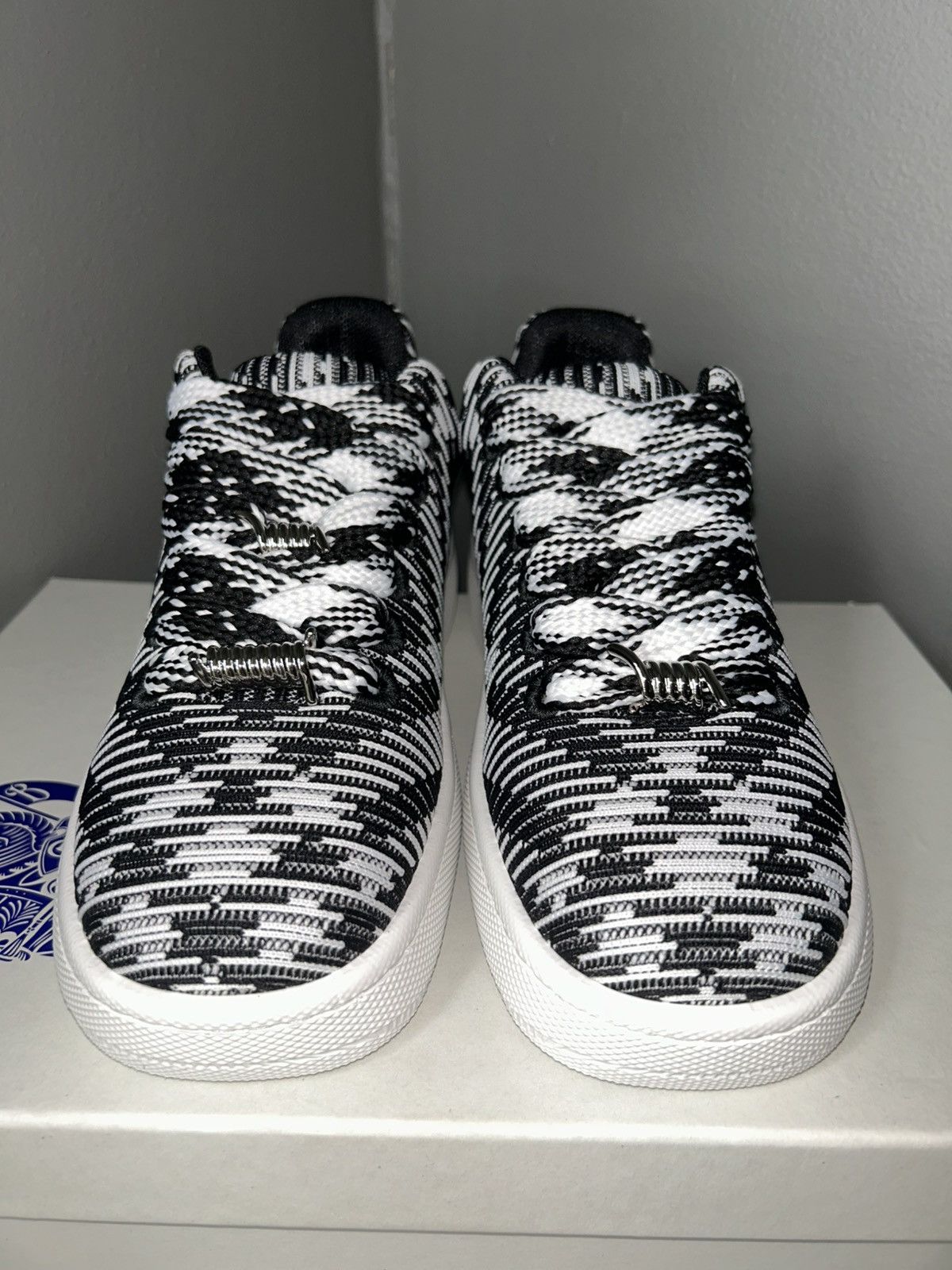 Burberry Burberry Box Knit Black Check Low Top Sneakers Size 39 Size US 7.5 / EU 40-41 - 3 Thumbnail