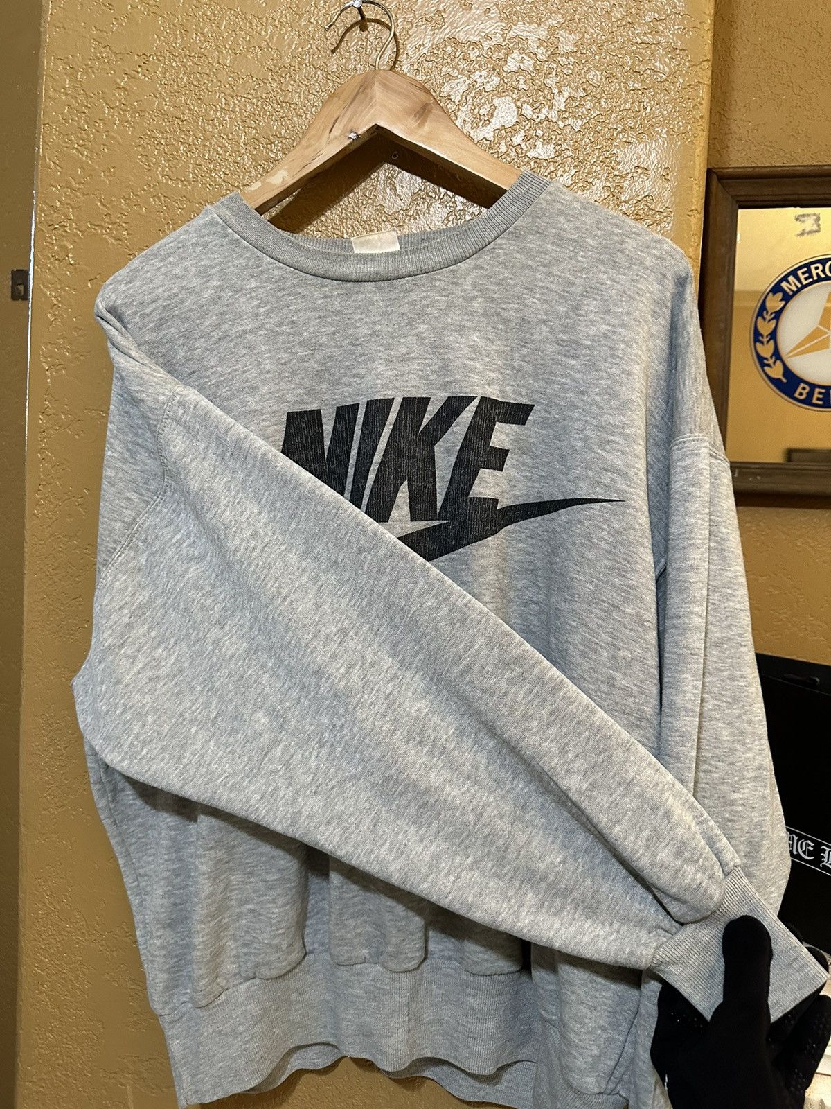 Nike × Vintage Vintage 1980 Nike Spellout Swoosh Sweatshirt Large Size US L / EU 52-54 / 3 - 3 Thumbnail