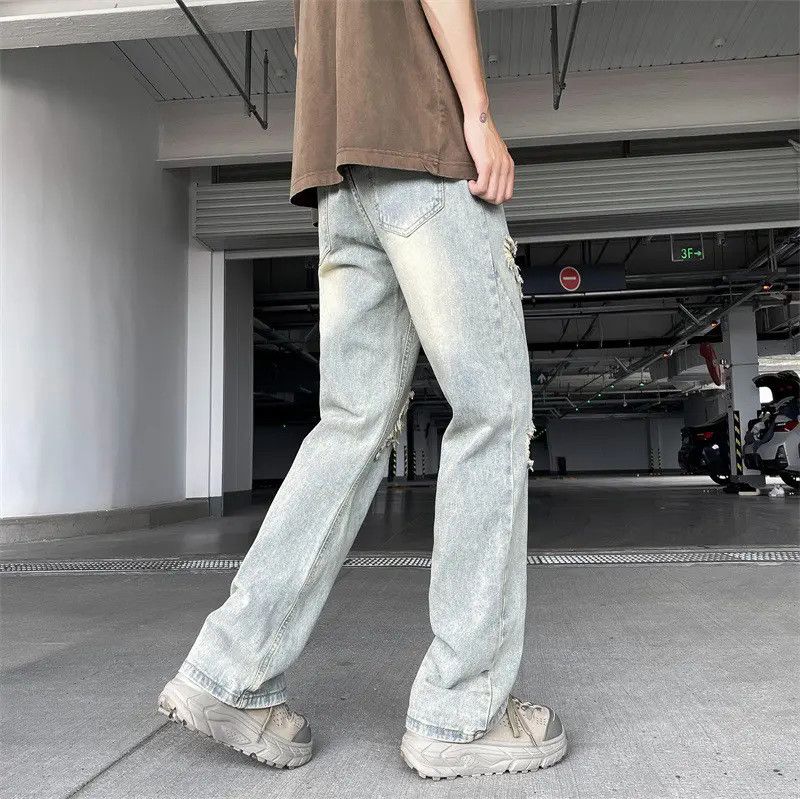 Japanese Brand × Jean Retro loose wide leg casual ripped jeans Size US 30 / EU 46 - 3 Thumbnail