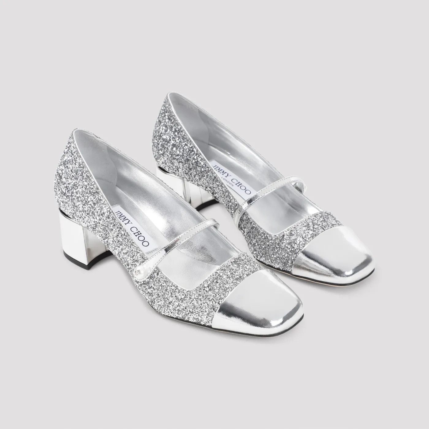 Jimmy Choo o1s22i1n1024 Mary Jane Style Pumps in Silver Size US 7 / IT 37 - 3 Thumbnail