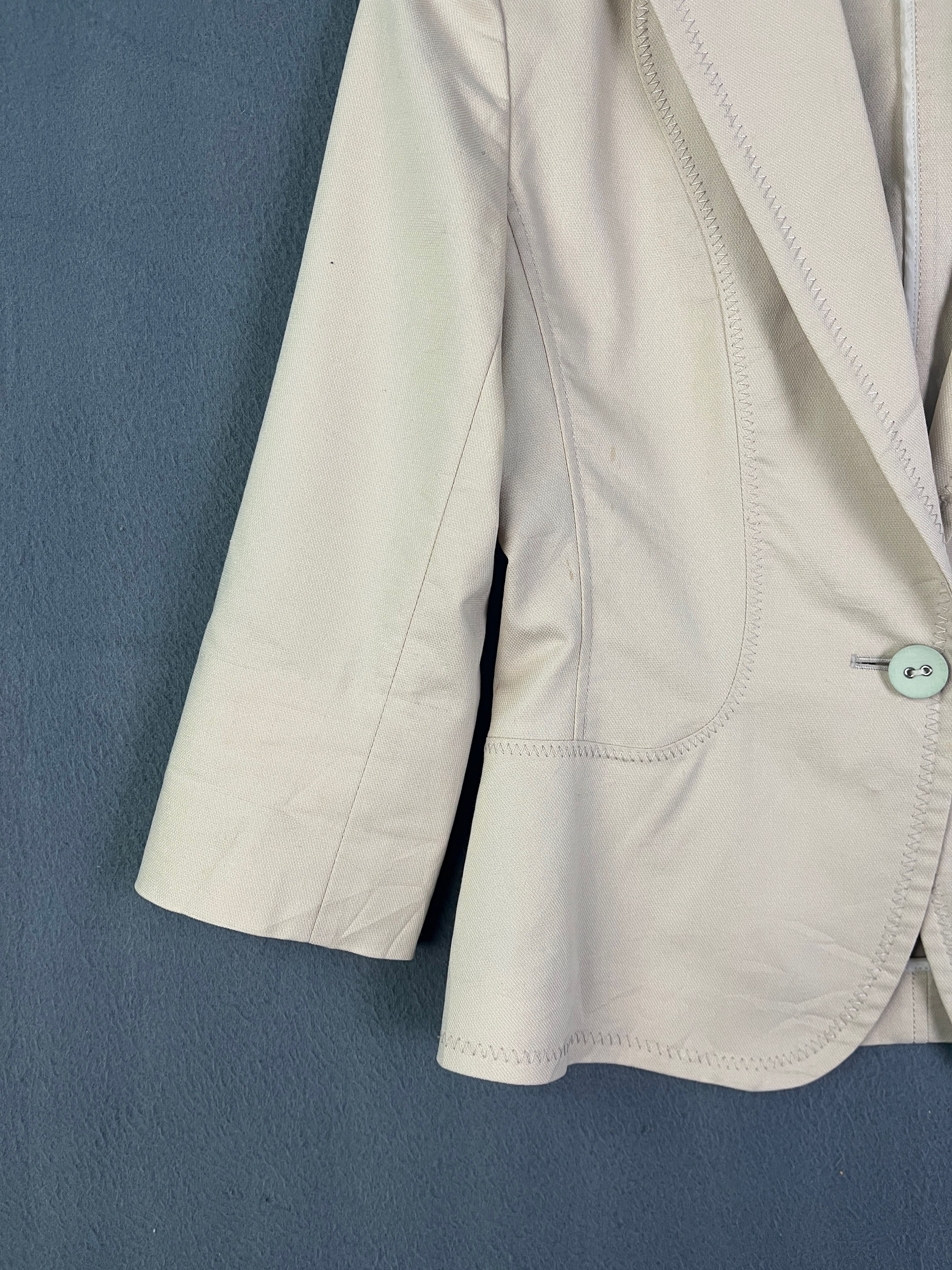 Japanese Brand Ined Single Button Blazer Jacket Beige Yohji Yamamoto Size S / US 4 / IT 40 - 4 Thumbnail