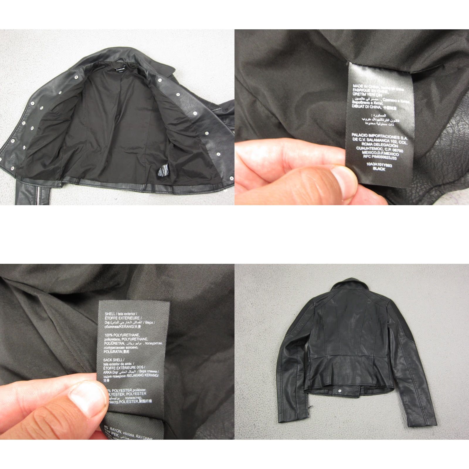 Bebe VINTAGE bebe Jacket Womens S Black Faux Leather Moto Biker Zip Up Ladies Size S / US 4 / IT 40 - 8 Thumbnail
