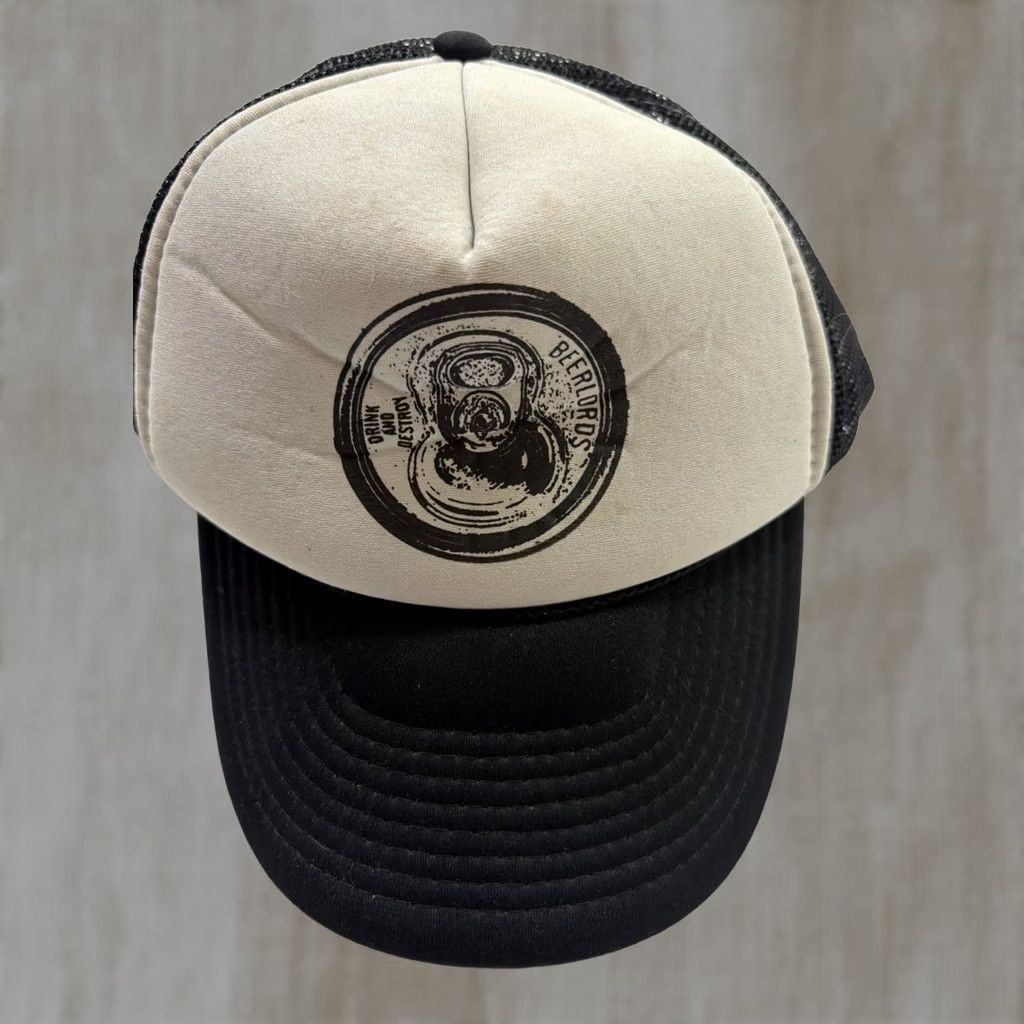 Vintage VINTAGE Nissin Trucker Hat Black Gray “drink And Destroy” “beer Lords” Men One Size Hat Size ONE SIZE - 1 Thumbnail