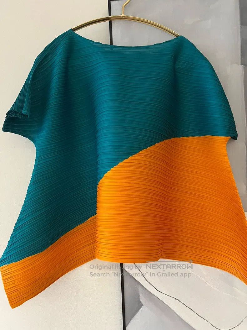 Issey Miyake Issey Miyake Green-Orange Color-Block Sleeveless Top Size L / US 10 / IT 46 - 3 Thumbnail