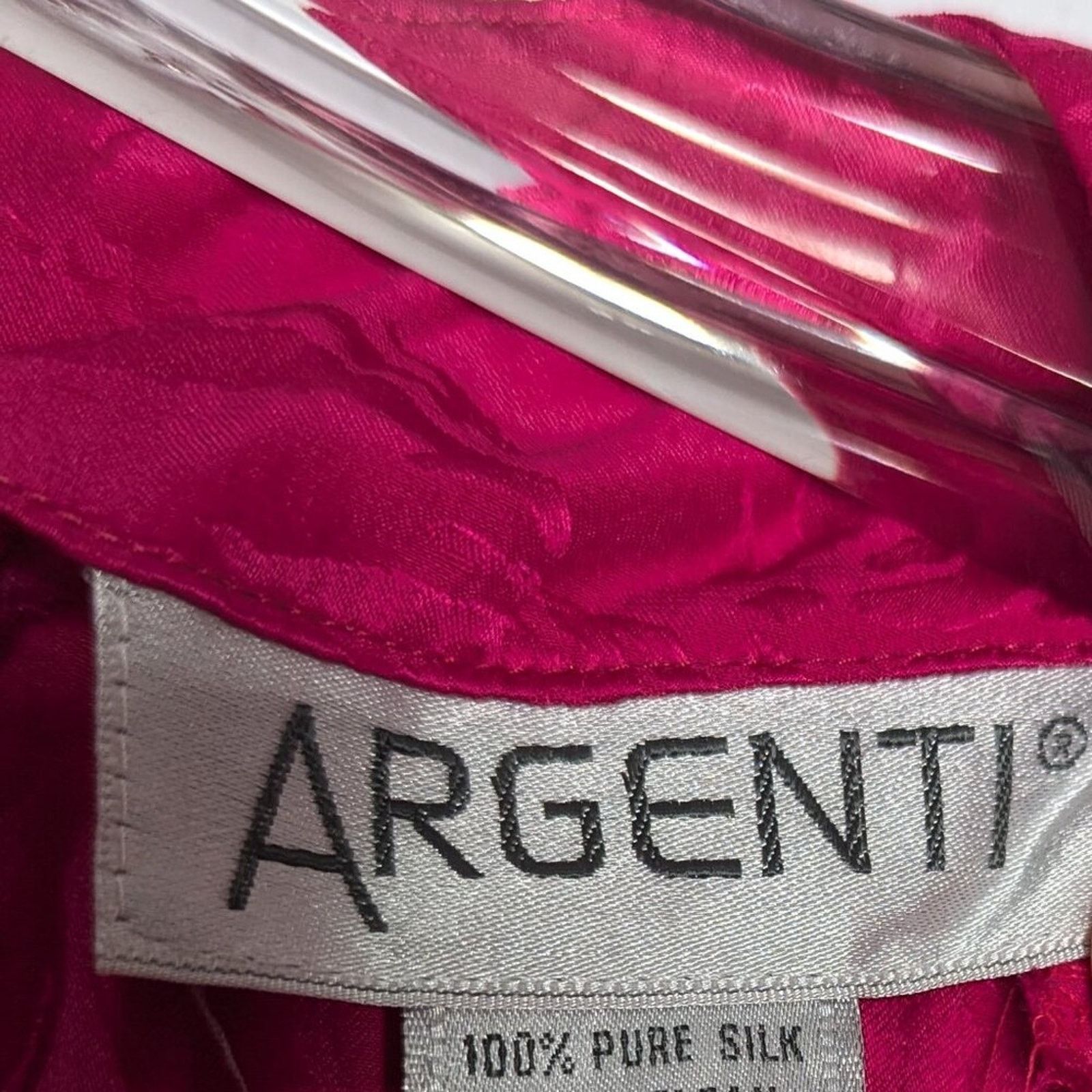 Vintage Argenti Vintage 80's Bright Pink Silk Dress Long Sleeve Size M / US 6-8 / IT 42-44 - 5 Thumbnail
