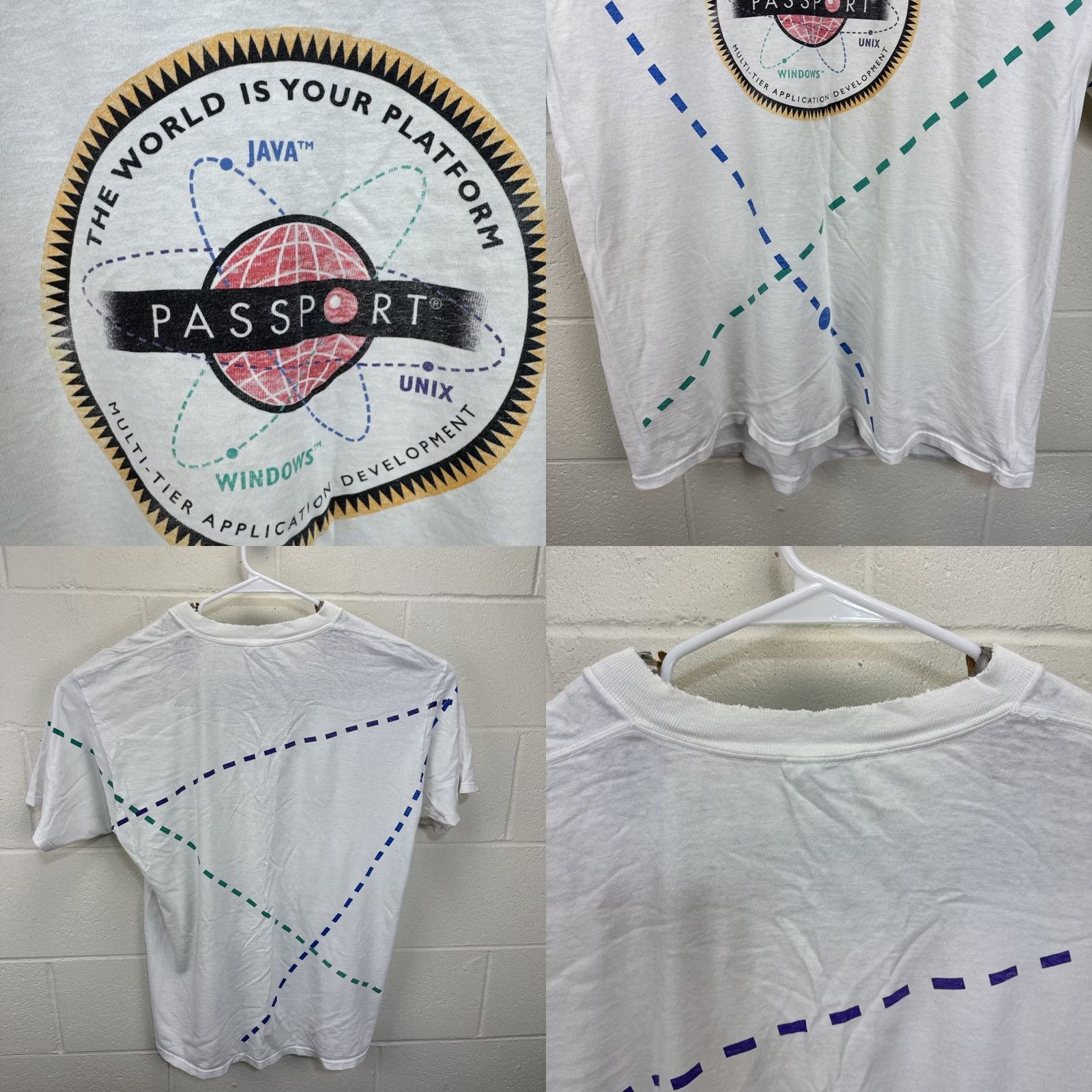 Gildan VINTAGE Gildan Heavyweight T-Shirt Java Unix Windows Programming T-Shirt XL White Crew Neck Short Sleeve Graphic Print 1990s Retro Tech Mens Size US XL / EU 56 / 4 - 8 Thumbnail