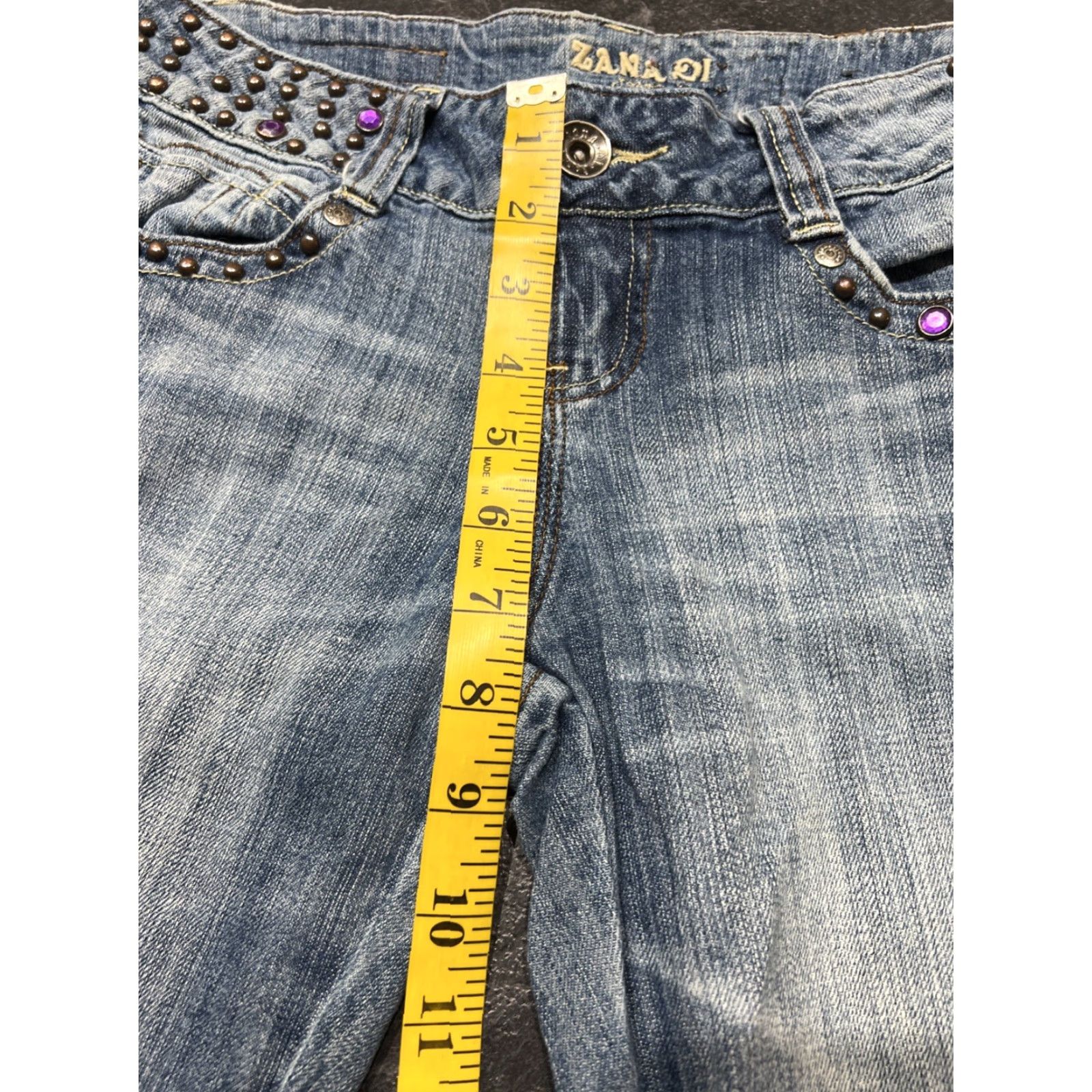Vintage VINTAGE Zana Di Women’s 28x32 High Rise Flare Leg Jeans Embroidered 90s Y2K Denim Blue Juniors Size 27" / US 4 / IT 40 - 7 Thumbnail