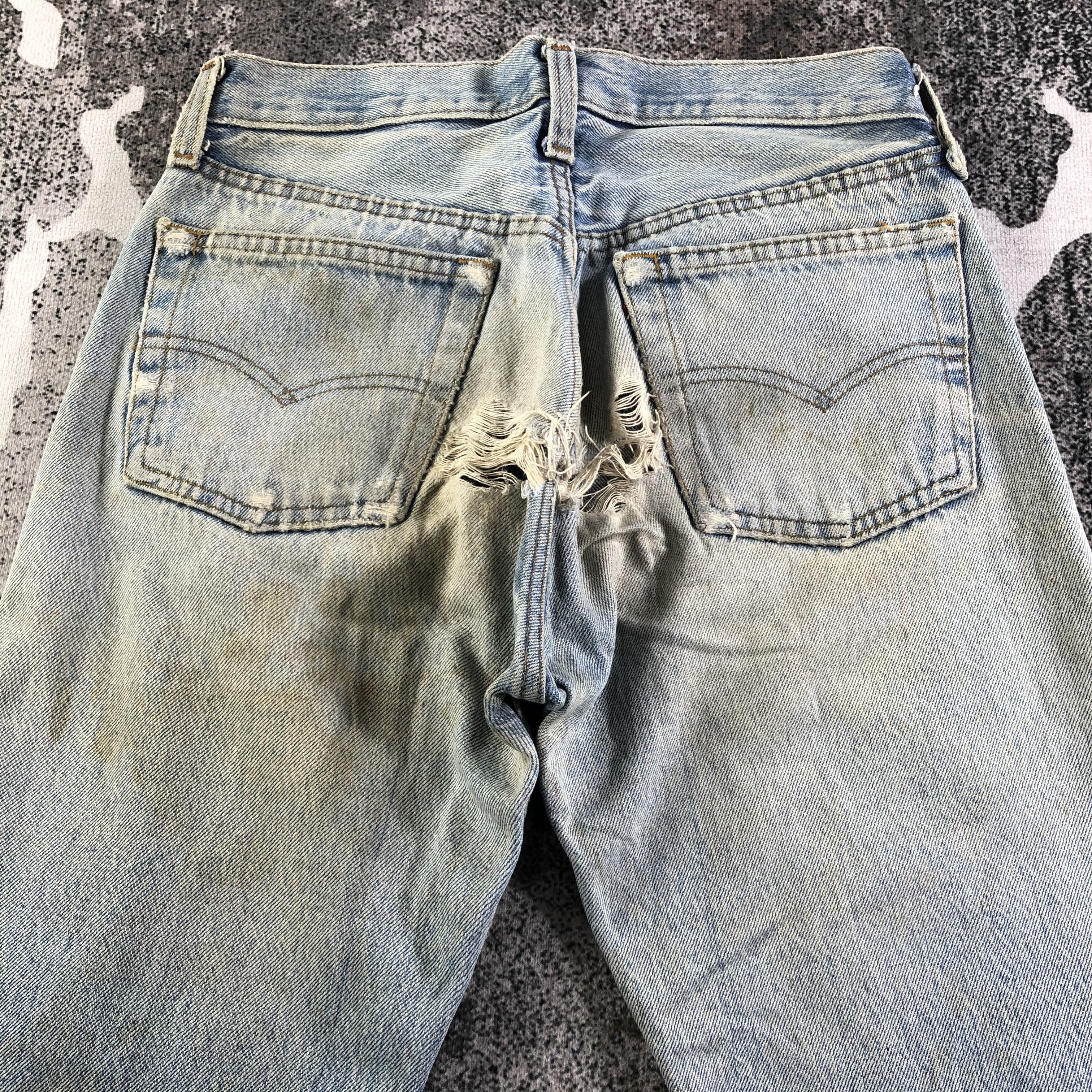 Levi's Vintage Distress 80s Levis 501 Jeans Dirty Wash KJ2513 Size US 27 - 4 Thumbnail
