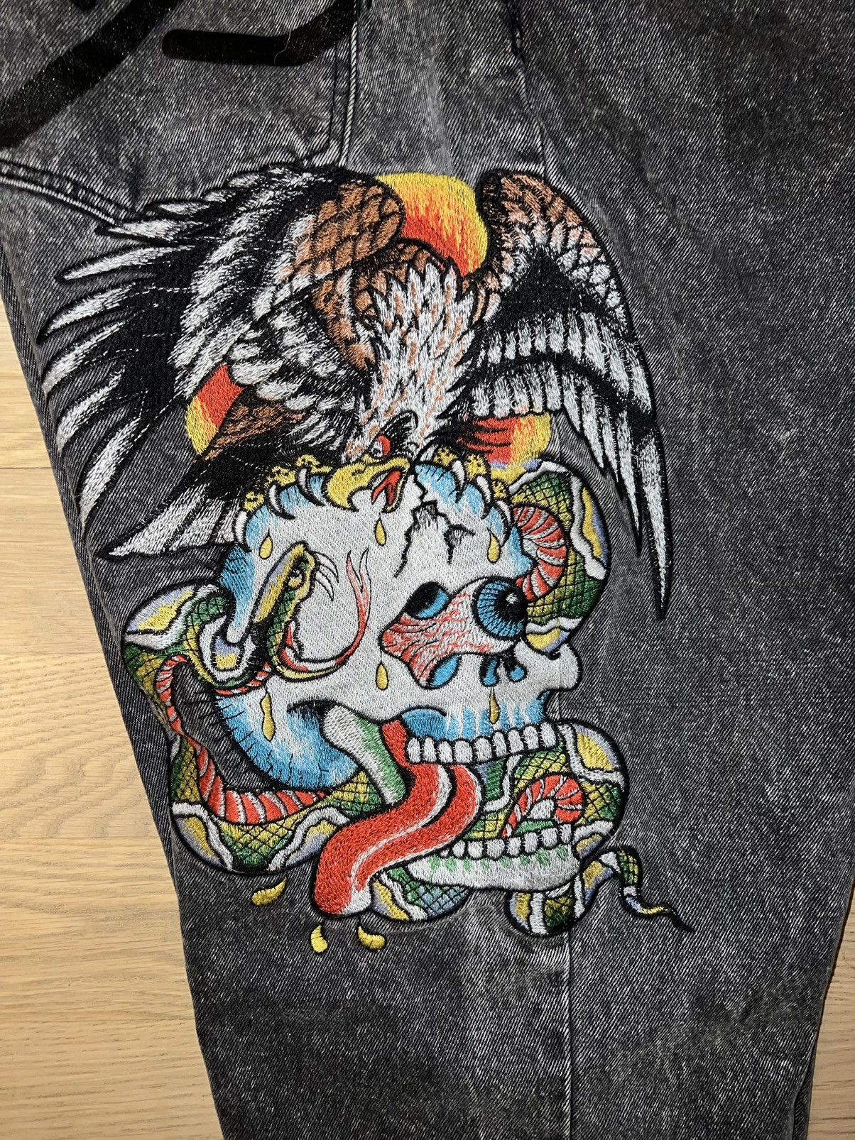 Ed Hardy Ed Hardy Battle Skull Dark Gray Denim Size US 40 / EU 56 - 4 Thumbnail