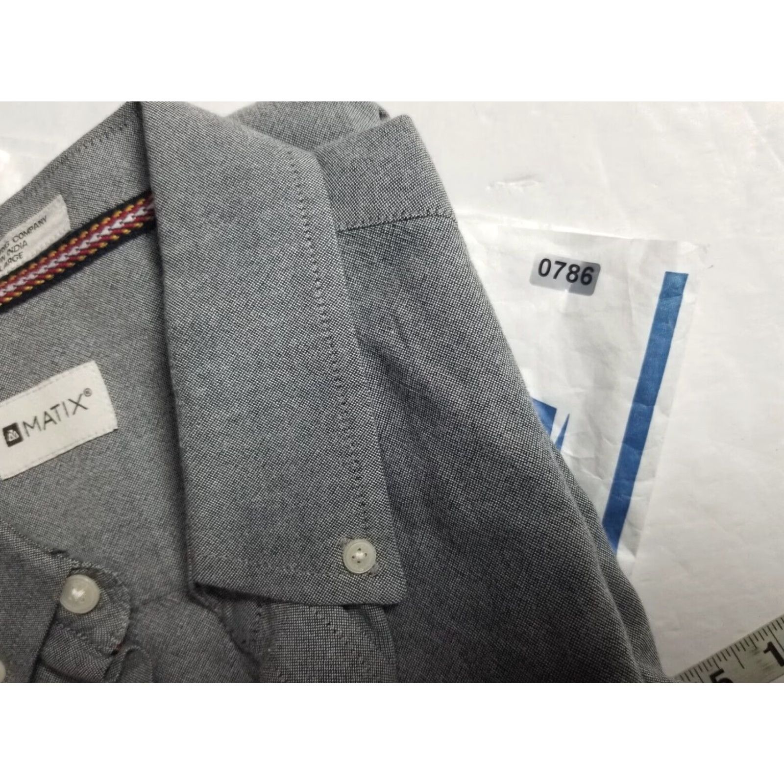 Vintage Matix Button-Up Shirt Gray Short Sleeve Cotton Men's Size Large Size US L / EU 52-54 / 3 - 8 Thumbnail