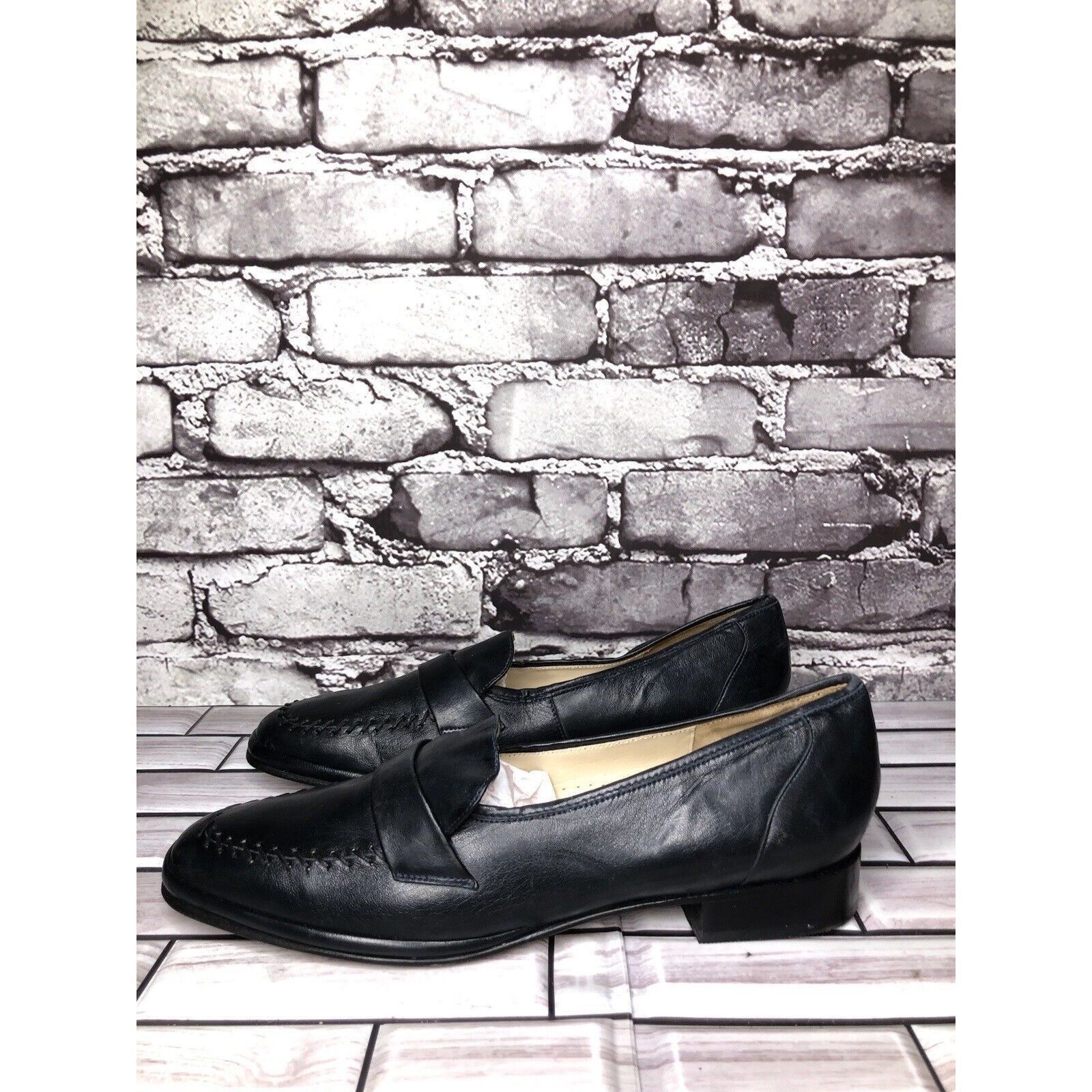 Barker Barker Flex Fine English Shoes Navy Blue Leather Loafers Wom Size US 7.5 / IT 37.5 - 1 Thumbnail