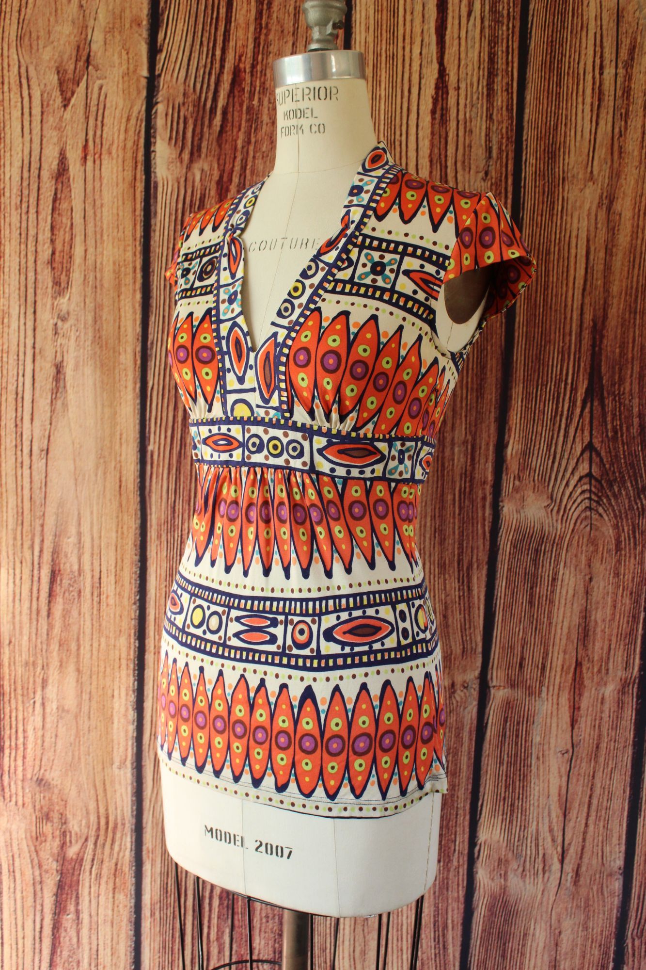 Trina Turk Trina Turk Womens Blouse, Silk, Size 0, Tribal Pattern in O Size XS / US 0-2 / IT 36-38 - 9 Thumbnail