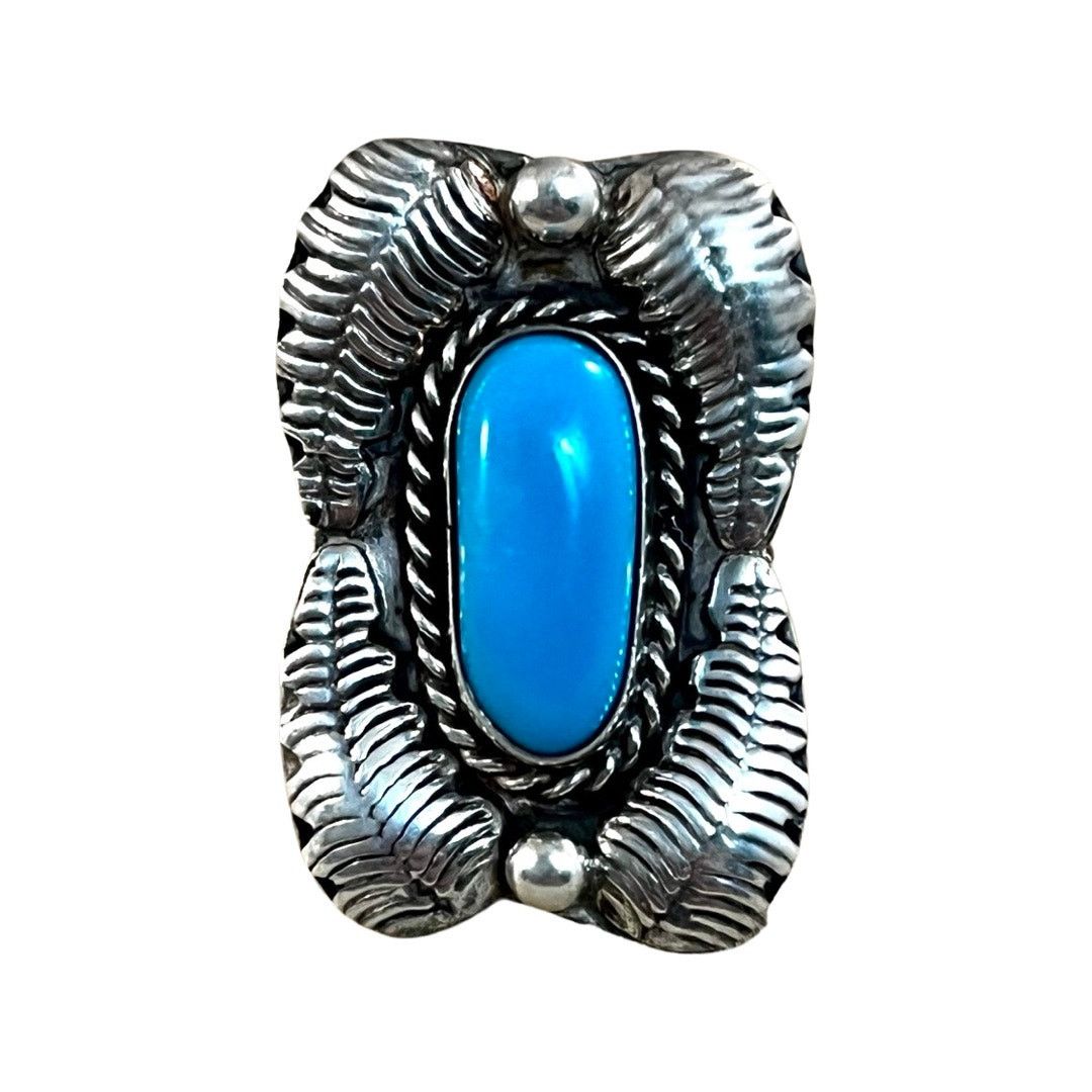 Vintage Vintage Turquoise Sterling Silver Native American Ring Sz5.5 Size ONE SIZE - 1 Thumbnail