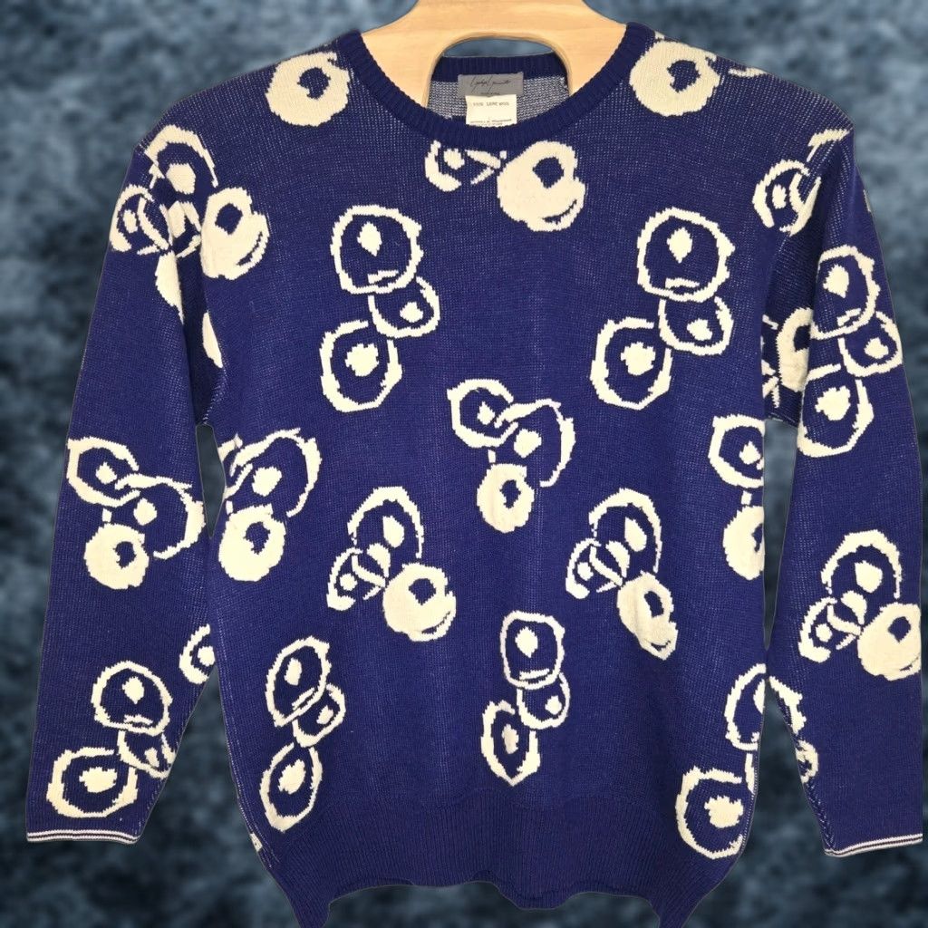 Yohji Yamamoto Yohji Yamamoto Pour Homme Wool Sweater Blue Mens XL Crew Neck 100% Laine TENUGUI DESIGN Read Designer Pullover Size US XL / EU 56 / 4 - 1 Thumbnail