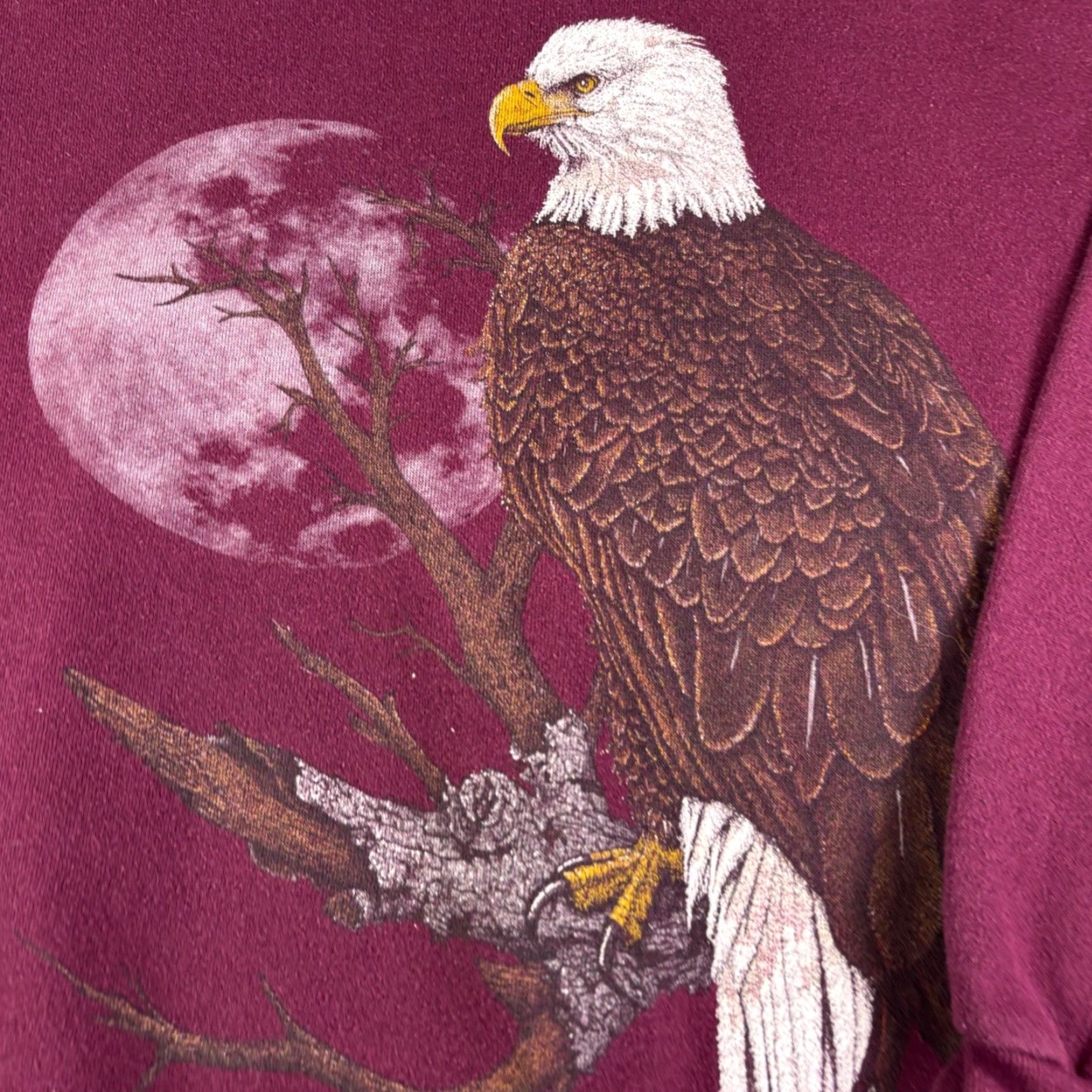 Vintage VINTAGE Cotton Grove Designs XL USA Made Eagle Moon Graphic Sweatshirt Burgundy Mens Size US XL / EU 56 / 4 - 6 Thumbnail