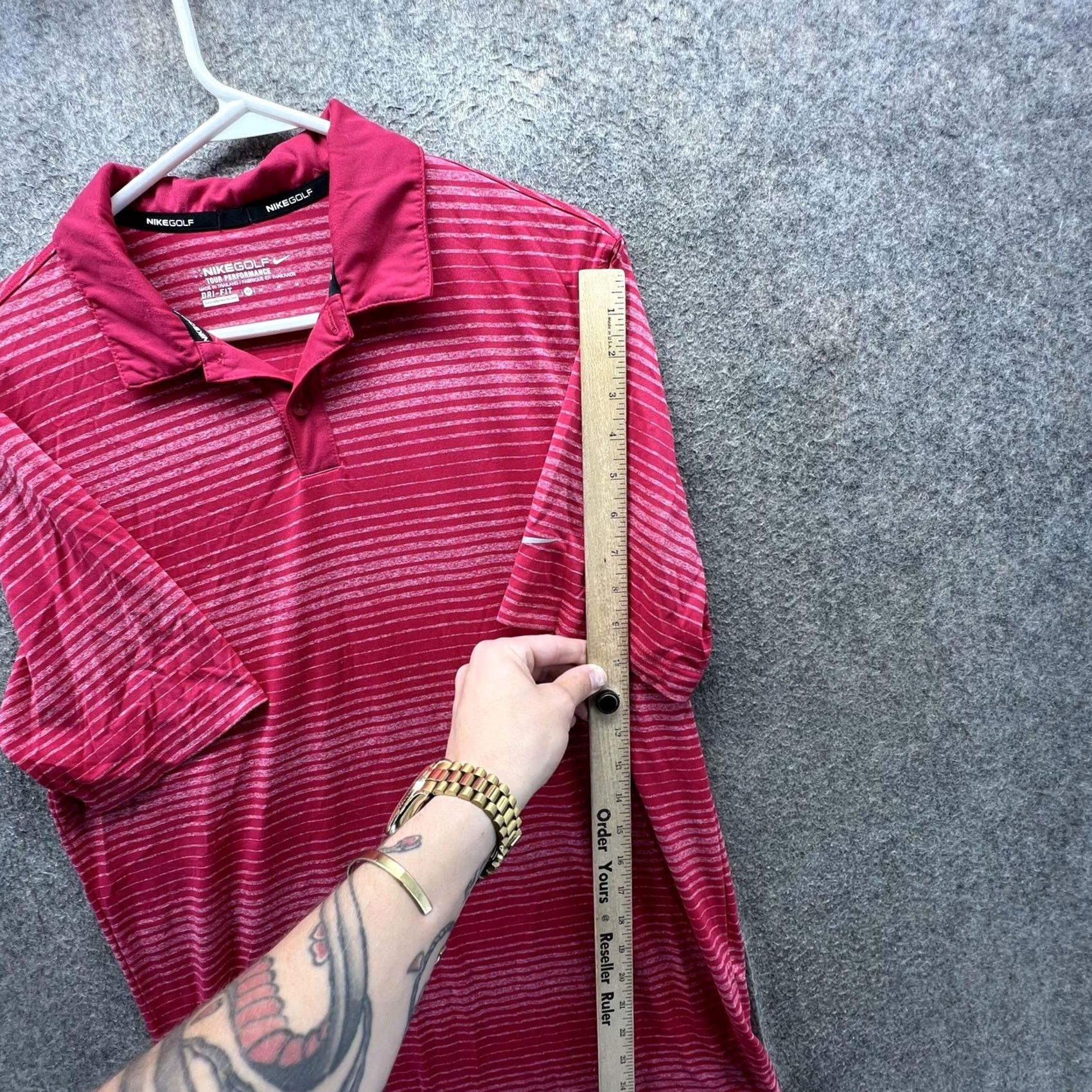 Nike Nike Golf Dri-FIT Polo Shirt Mens M Pink Stripe Tour Performance Golf Shirt Size US M / EU 48-50 / 2 - 3 Thumbnail