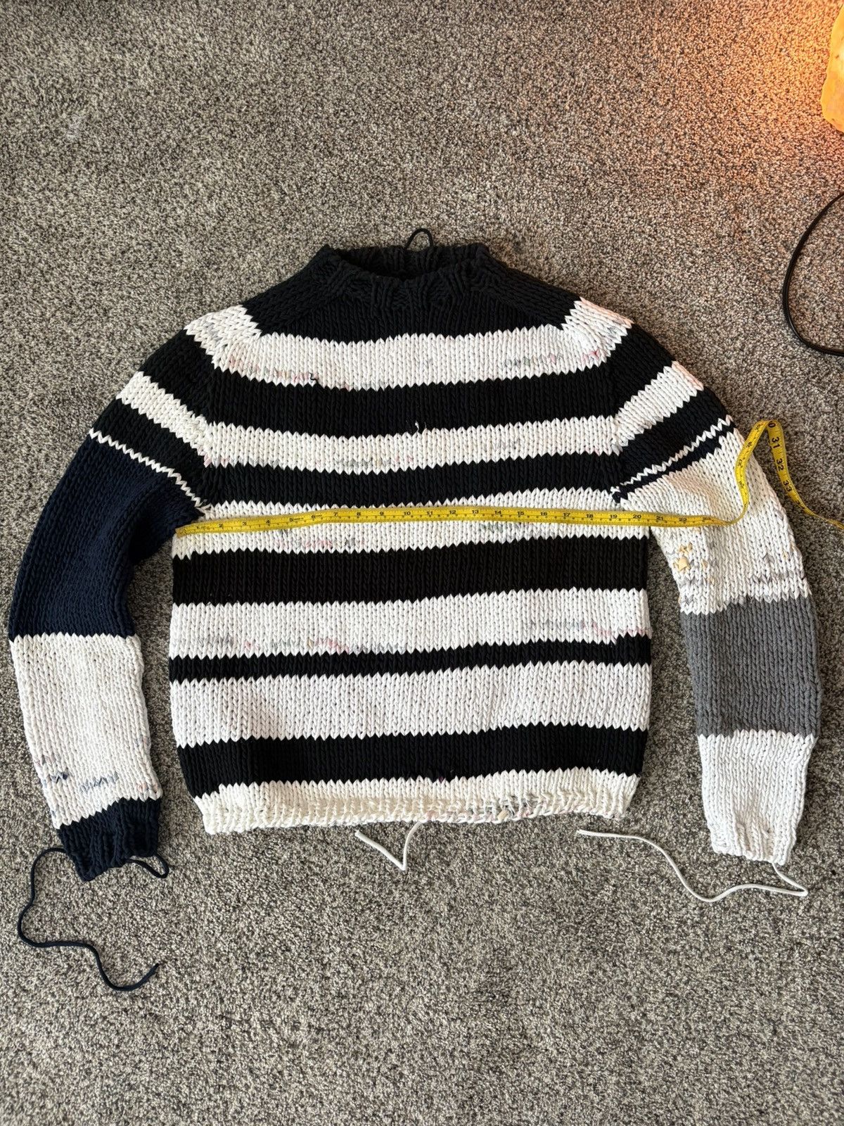 Other Reclaimed T-Shirt Yarn Hand Knit Striped Crewneck Sweater Size US L / EU 52-54 / 3 - 4 Thumbnail
