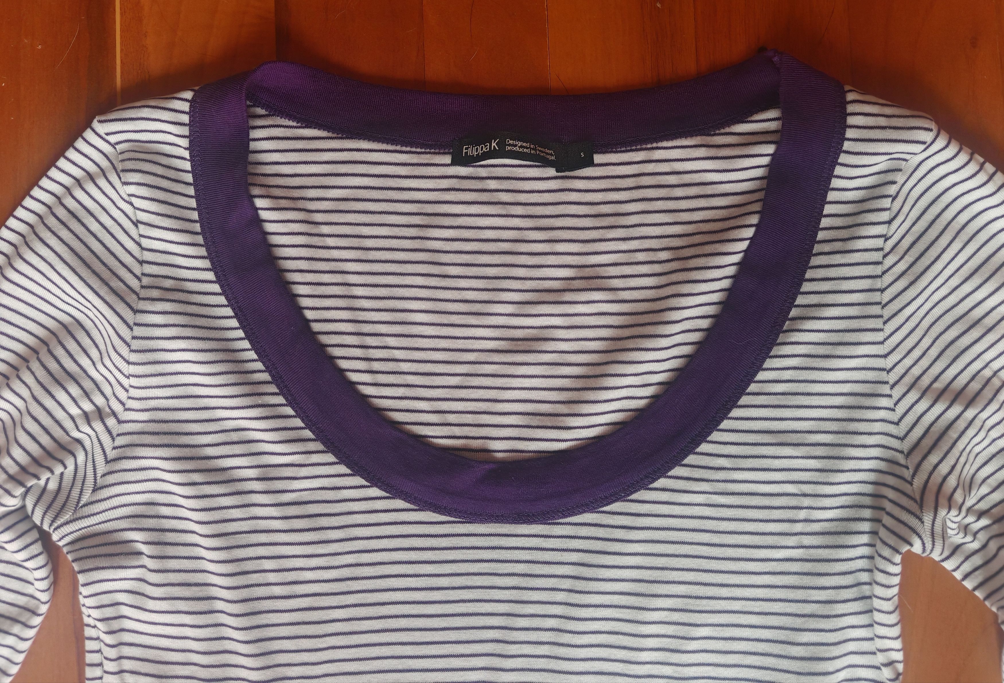 Filippa K Filippa K White and Purple Breton Stripe Scoop Neck Top Size S / US 4 / IT 40 - 6 Thumbnail
