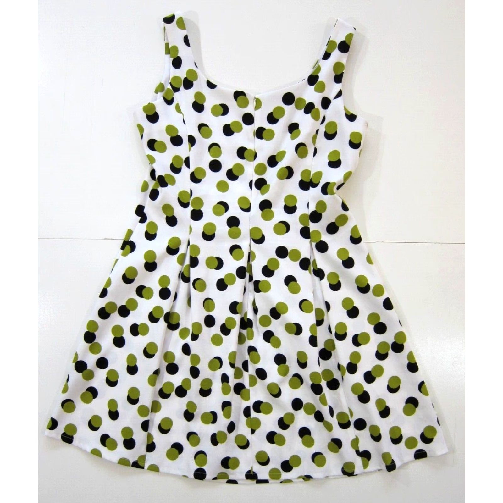 Vintage Ronni Nicole White Green Black Polka Dot A-Line Tent Sheath Shift Tank Dress 14 Size XL / US 12-14 / IT 48-50 - 2 Thumbnail