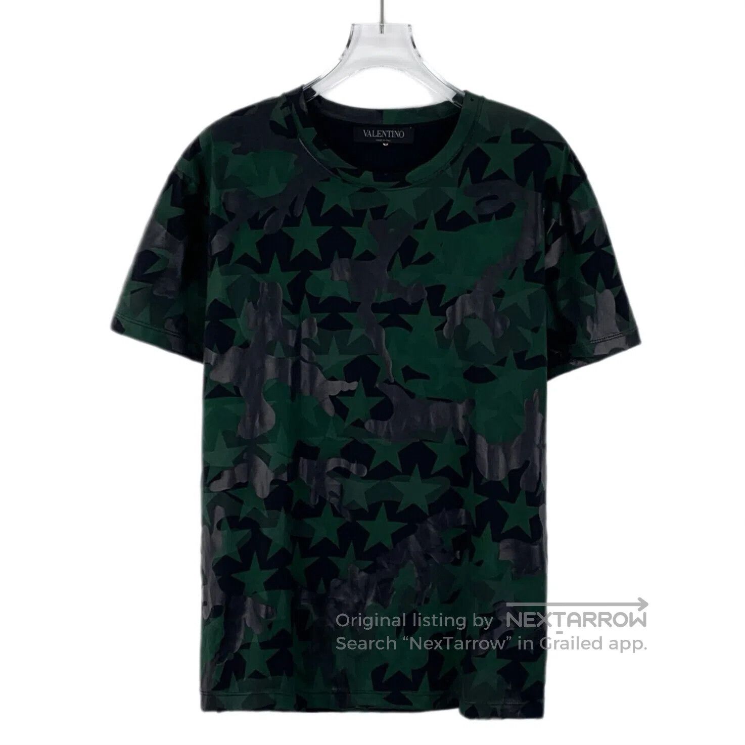 Valentino Valentino Dark Green Star Printed Cotton Crew Neck Short S Size US S / EU 44-46 / 1 - 1 Thumbnail