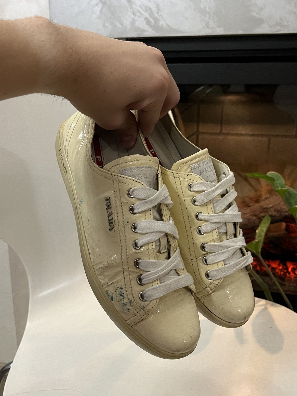 Prada 🔥00's Prada Americas Cup Painted Thrashed Vintage Sneakers Size US 6.5 / EU 39-40 - 11 Thumbnail