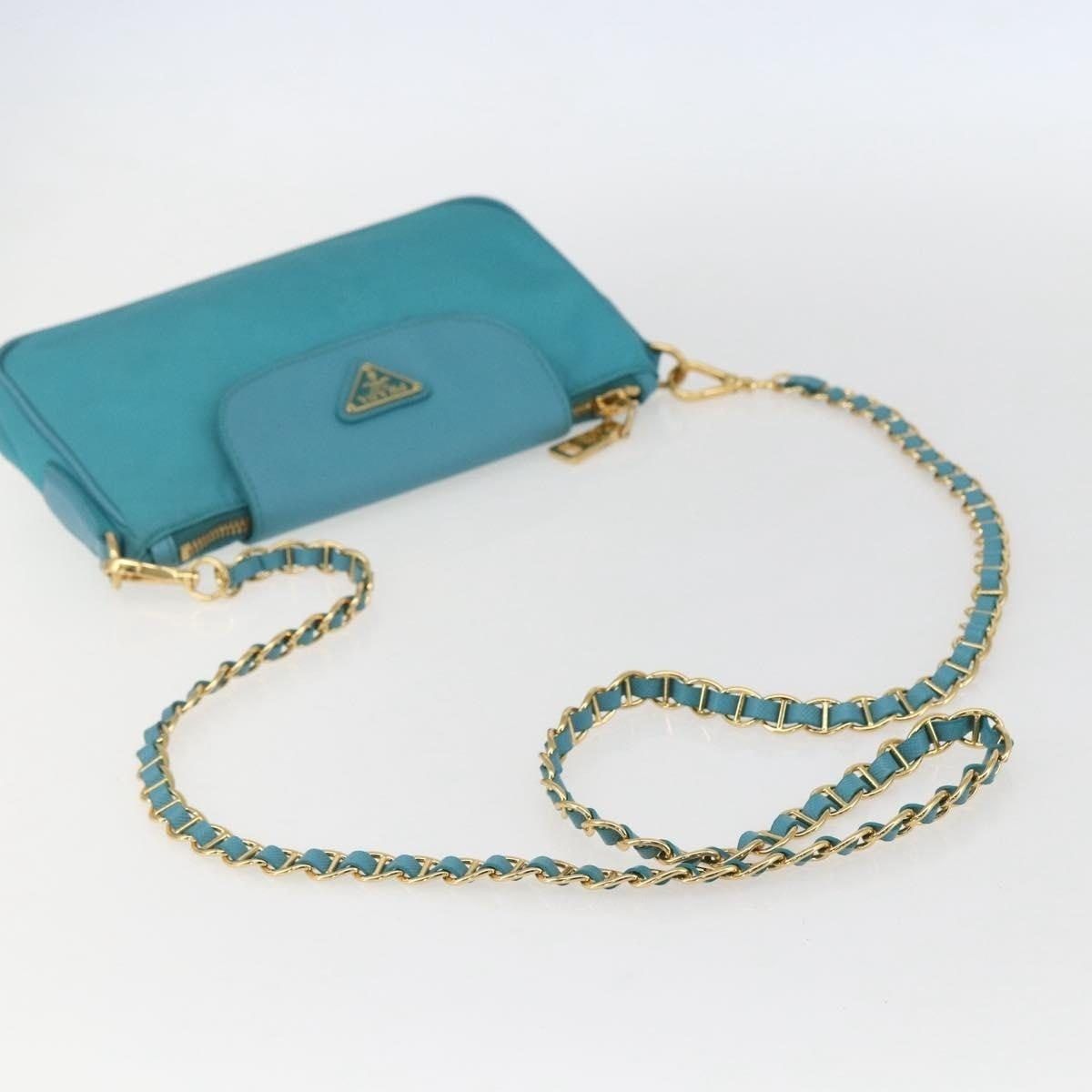 Prada Prada Nylon Chain Shoulder Bag Turquoise Size ONE SIZE - 9 Thumbnail