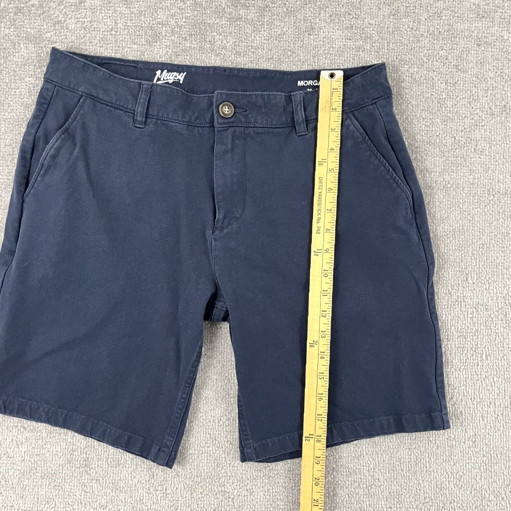 Vintage Mugsy Chino Shorts Men's 34 Faded Navy Blue Golf Casual Performance 9" Inseam Regular Fit Size US 34 / EU 50 - 3 Thumbnail